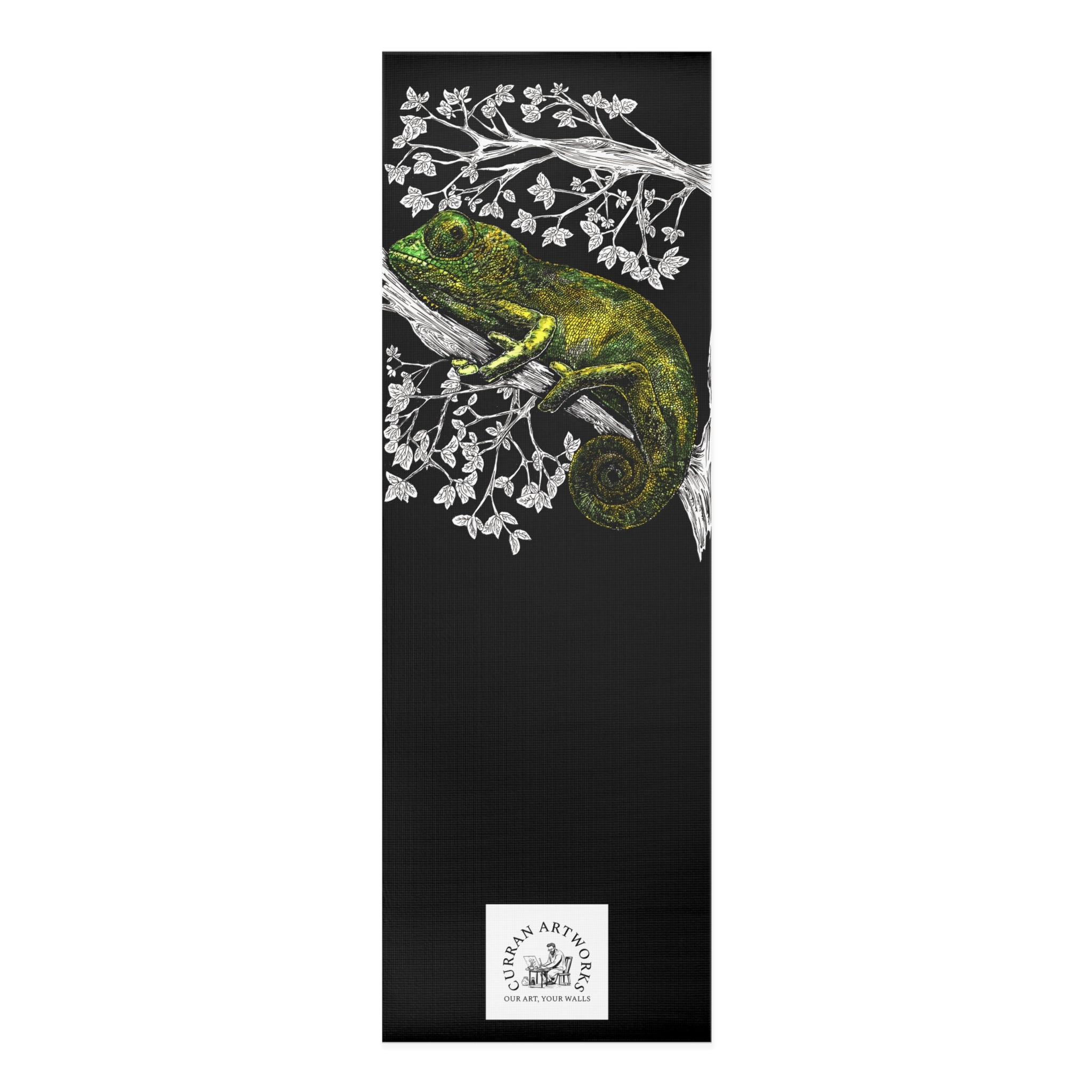 Chameleon Yoga Mat, Original Hand Drawn Chameleon Wall Art