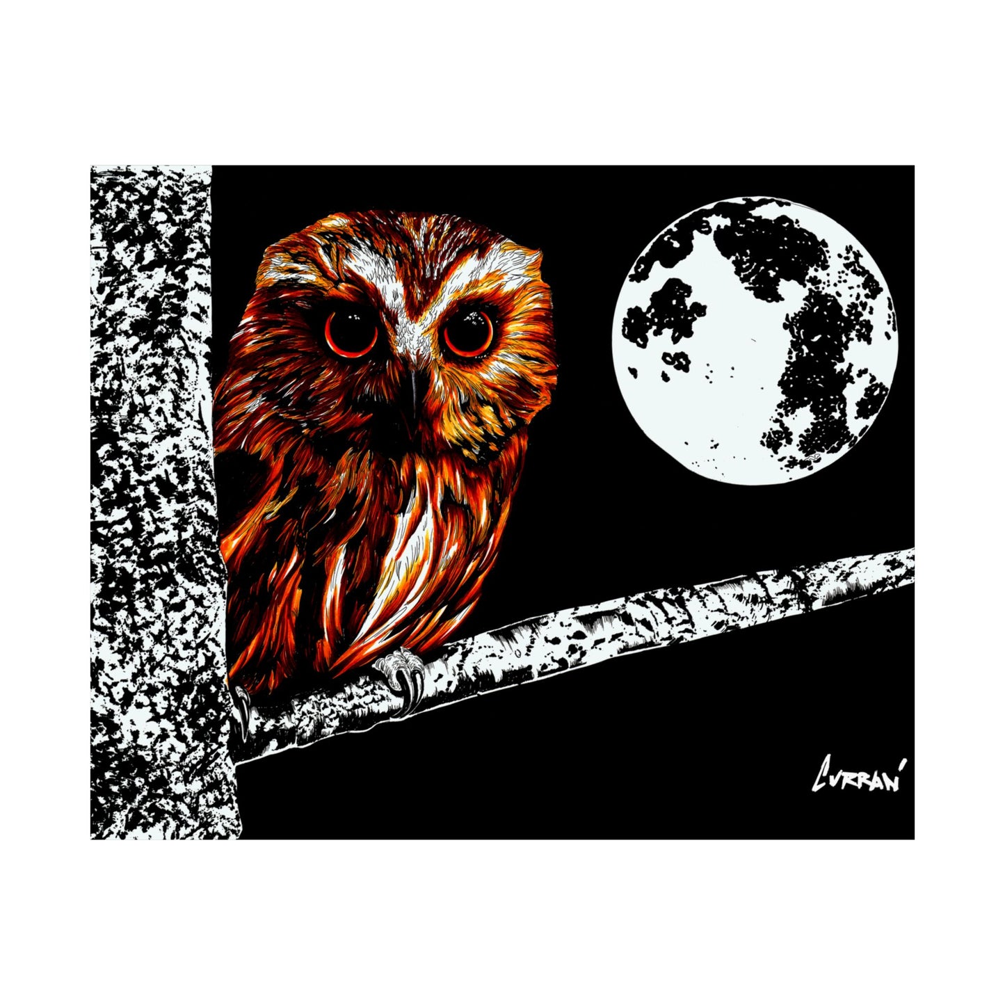 Mystical Owl Satin Poster | 300gsm Wall Art for Nature Lovers