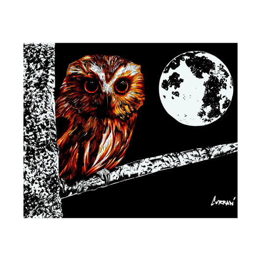 Mystical Owl Satin Poster | 300gsm Wall Art for Nature Lovers