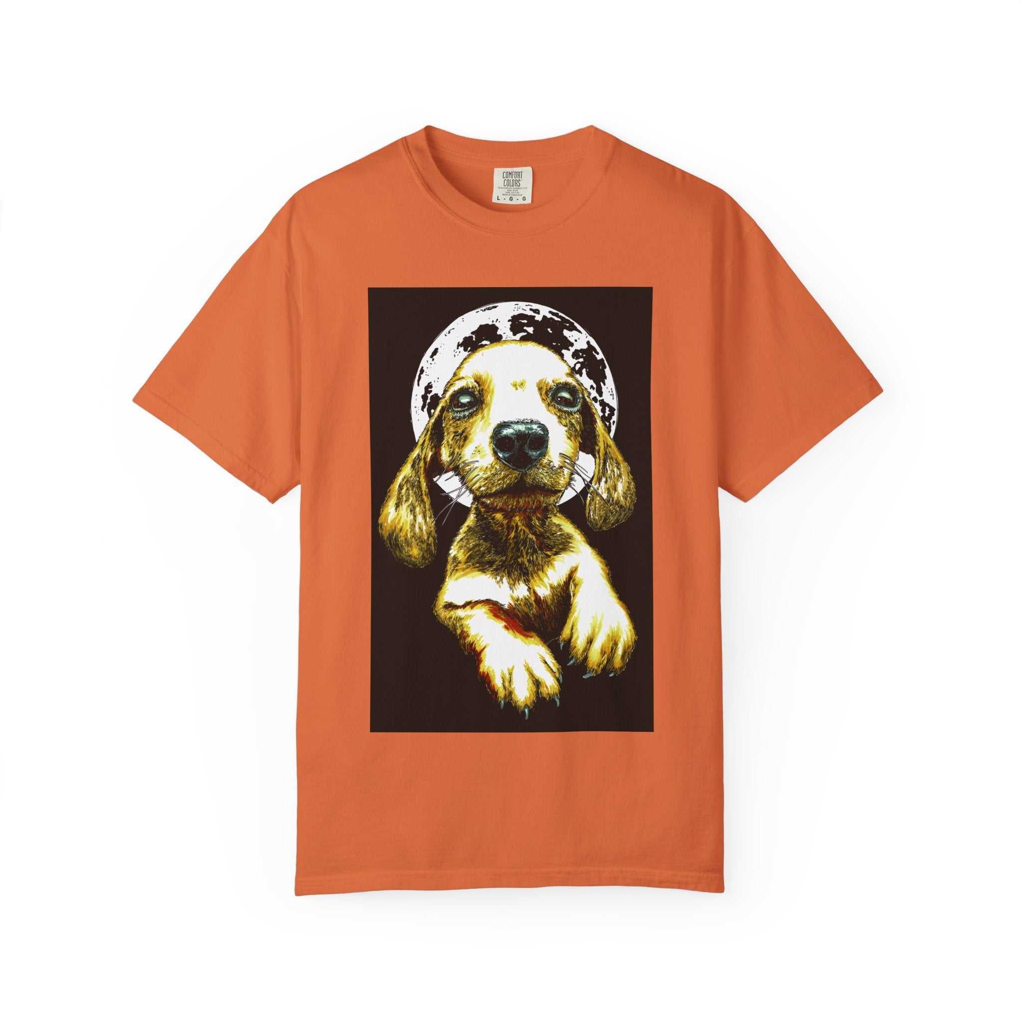Shop our exclusive Unisex Garment-Dyed T-Shirt, Original Hand-Painted Puppy Art. Elevate your wardrobe with this unique piece!