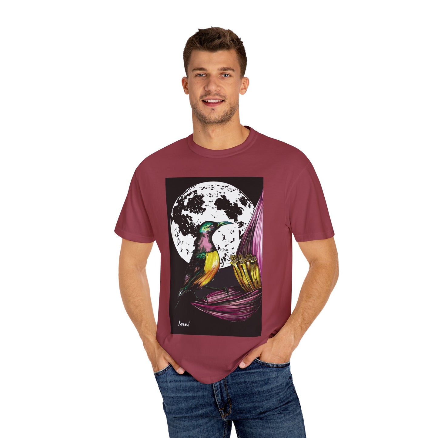 Moonlit Hummingbird Unisex T-Shirt - Vibrant Nature Design