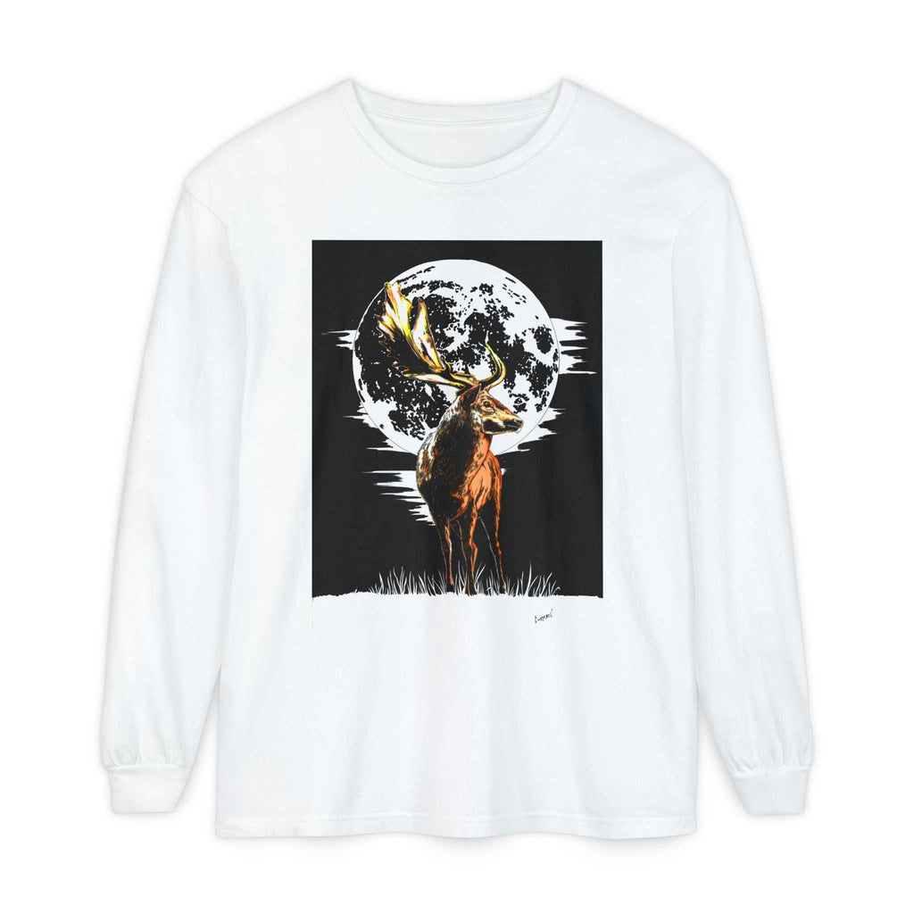 Moonlit Stag Long Sleeve T-Shirt - Unisex Nature Apparel