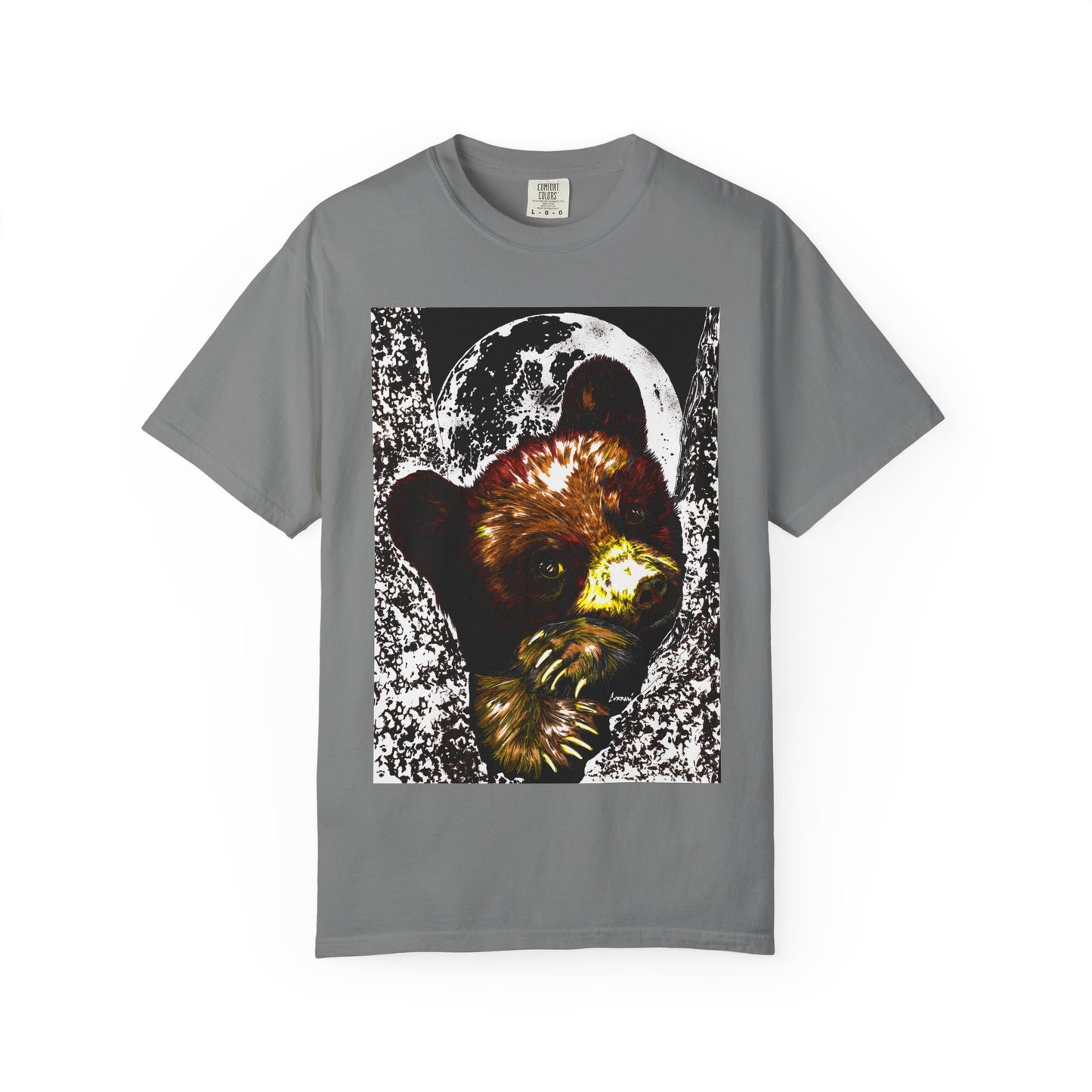 Moonlit Brown Bear Cub Unisex Garment-Dyed T-Shirt | Nature-Inspired Apparel