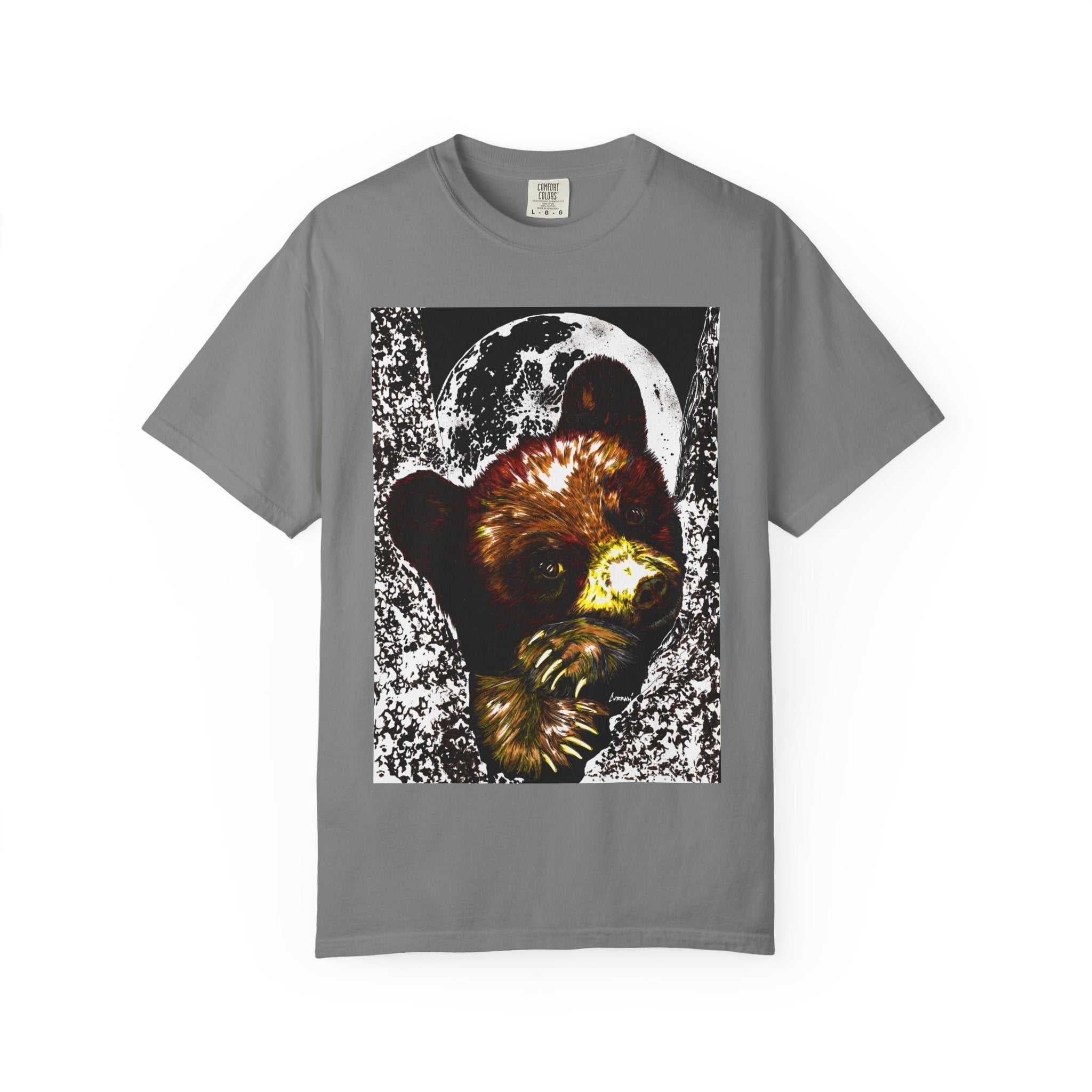 Moonlit Brown Bear Cub Dyed T-Shirt | Nature-Inspired