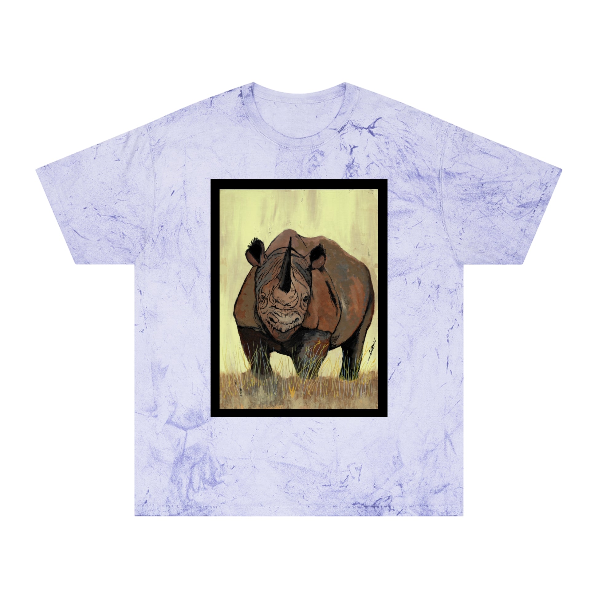 Color Blast Rhino Unisex T Shirt Hand Painted Art