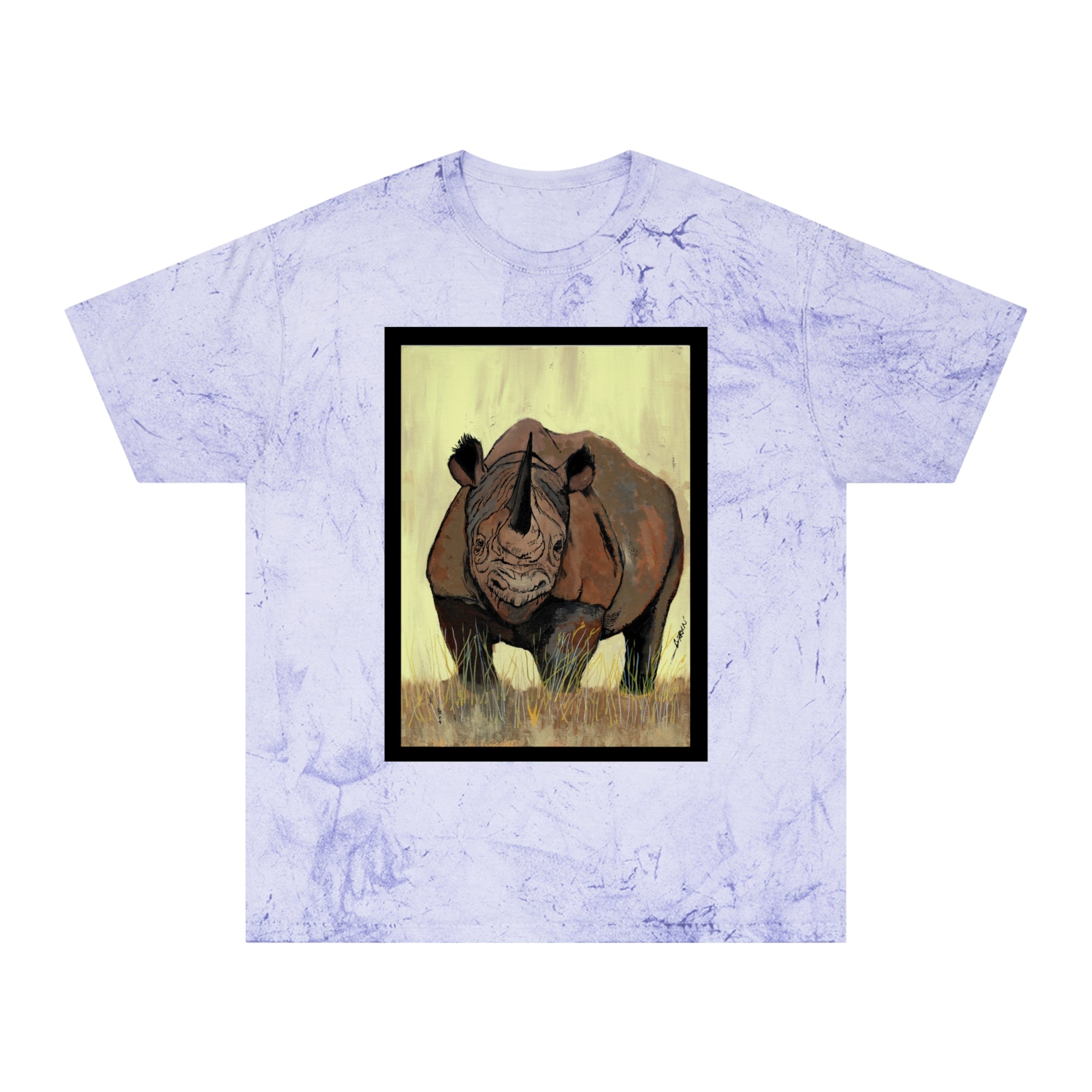 Color Blast Rhino Unisex T Shirt Hand Painted Art
