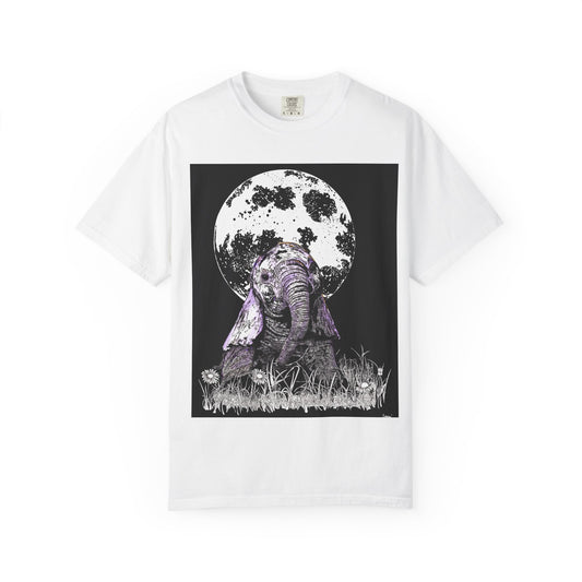 Moonlit Baby Elephant Unisex T-shirt | Eco-Friendly Garment-Dyed Tee