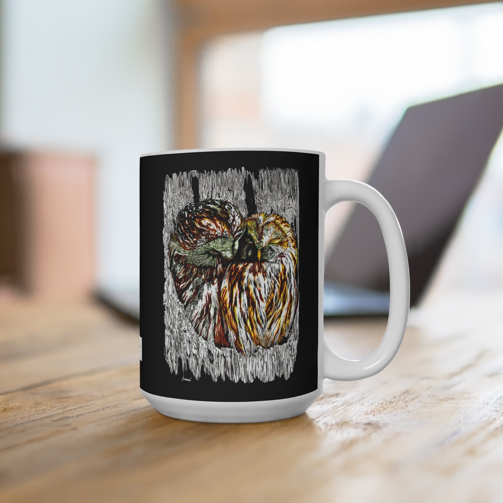 Artistic Owl 15oz Mug - Featuring Vivid Wildlife Designs