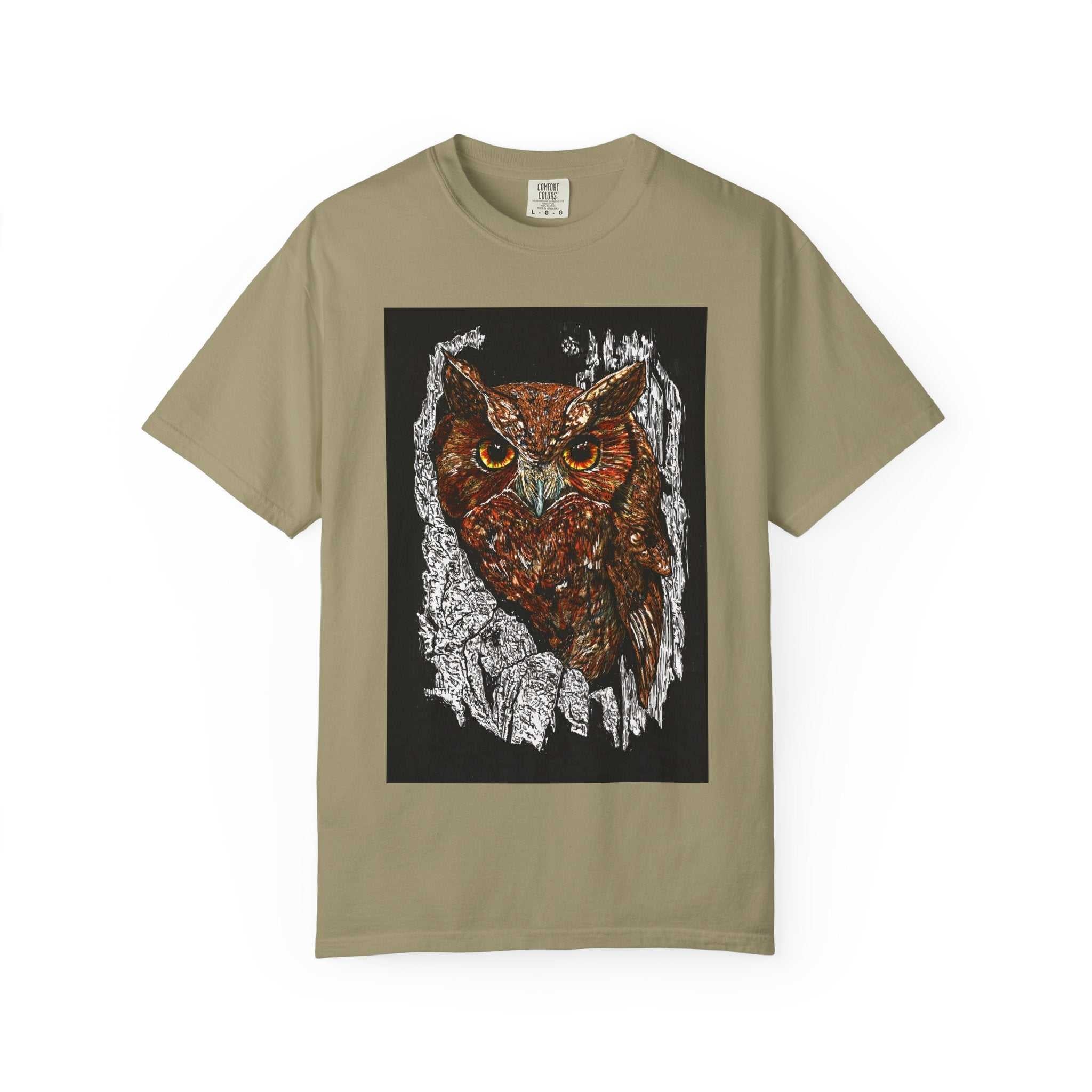 Artistic Owl Unisex Garment-Dyed T-Shirt