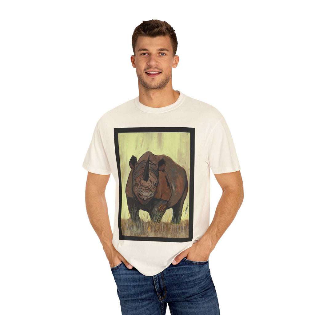 Perfect blend of style and sustainability with our Wildlife Rhinos Unisex Garment-Dyed T-Shirt - Eco-Friendly Nature Art. Stand out in nature-inspired fashion!