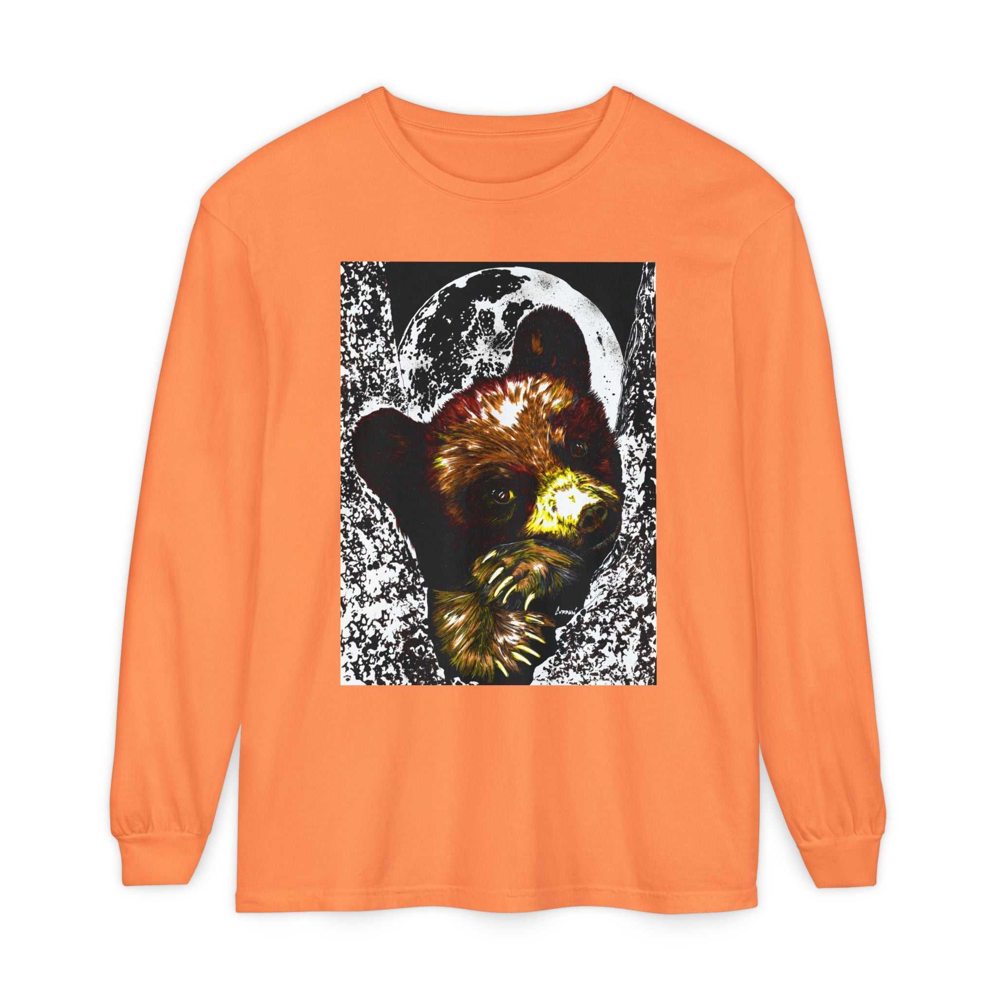 Moonlit Brown Bear Cub Unisex Long Sleeve T Shirt