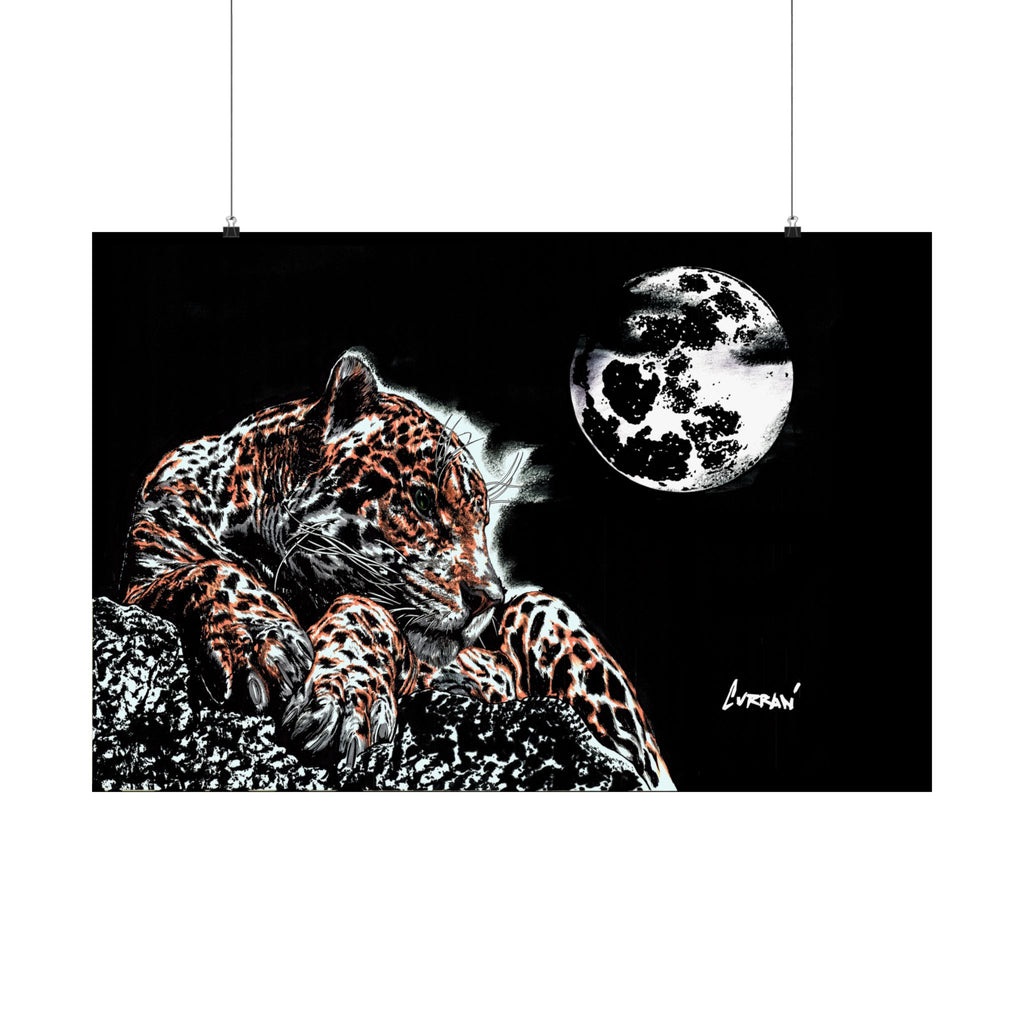 Majestic Leopard Satin Poster (300gsm) Moonlit Wildlife Art