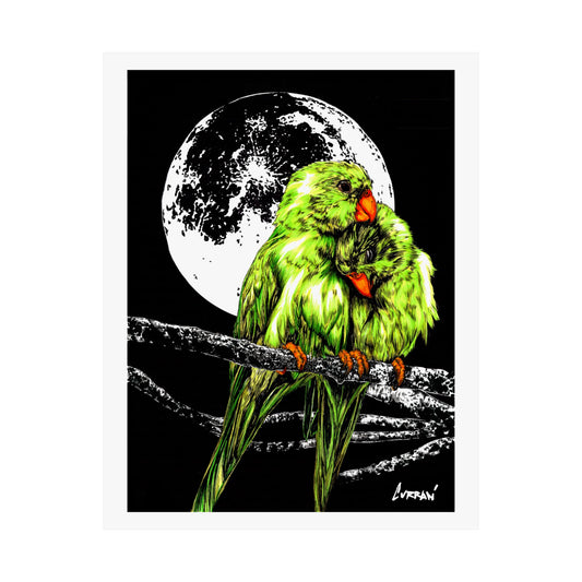 Vibrant Lovebirds Satin Poster - 300gsm Wall Art