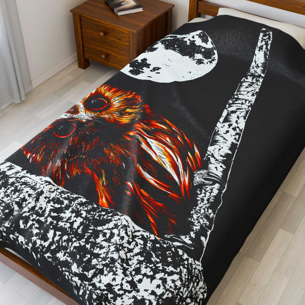 Velveteen Plush Blanket with Owl Design Perfect for Gifts