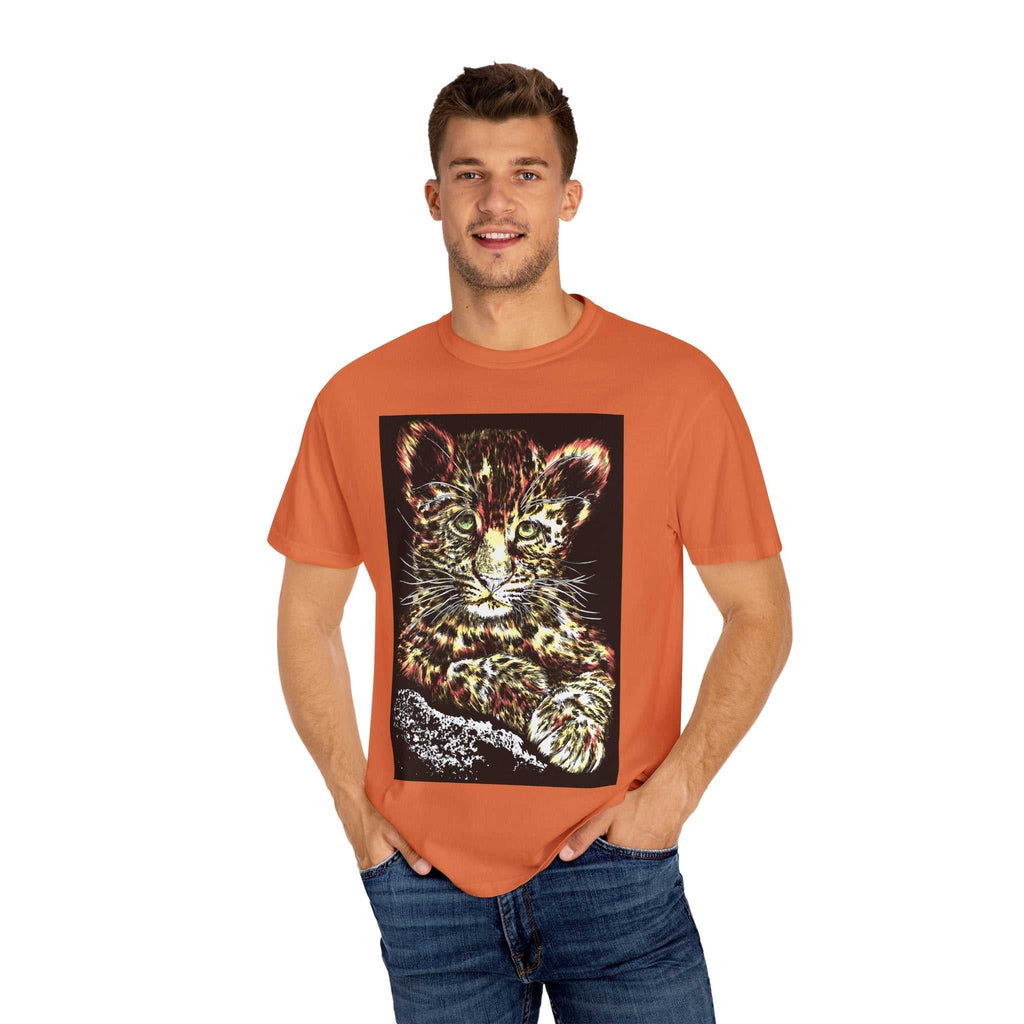 Unisex Garment-Dyed T-shirt featuring Playful Leopard Cub