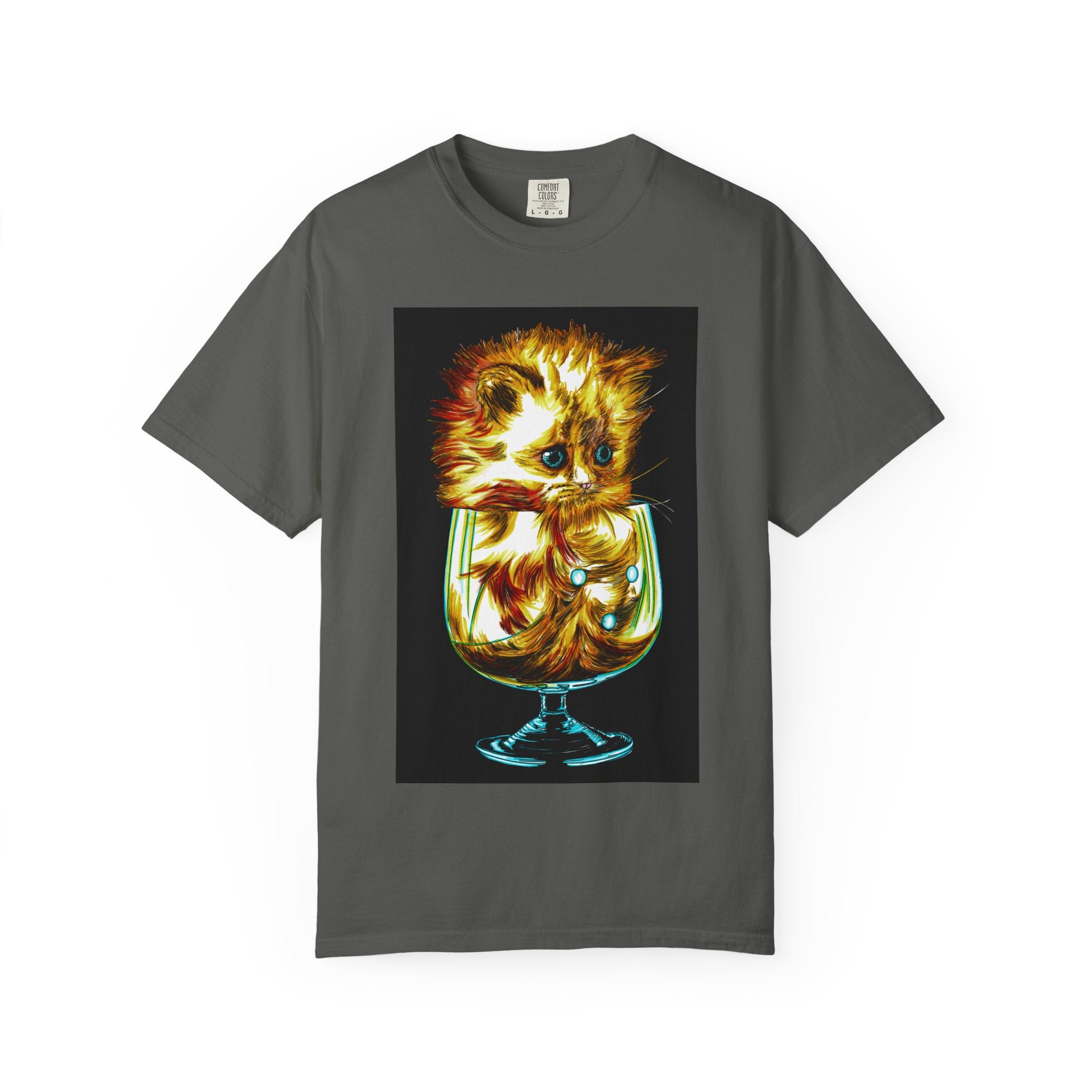Kitten in a Glass Unisex T-shirt - Hand Drawn Art