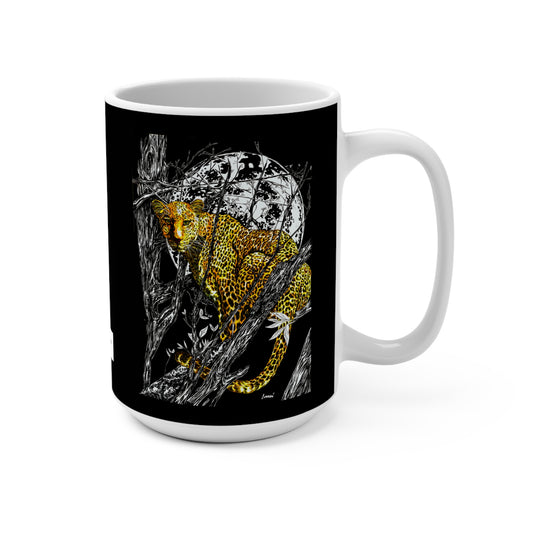 Cheetah in a Tree 15oz Mug – Original Hand-Drawn Art