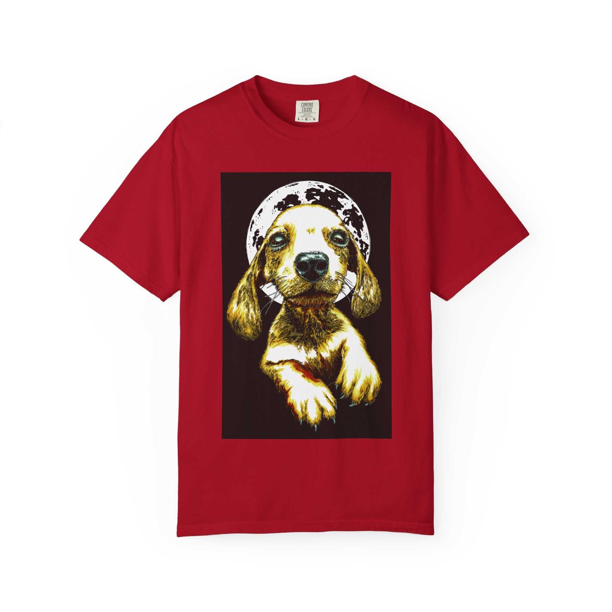 Shop our exclusive Unisex Garment-Dyed T-Shirt, Original Hand-Painted Puppy Art. Elevate your wardrobe with this unique piece!