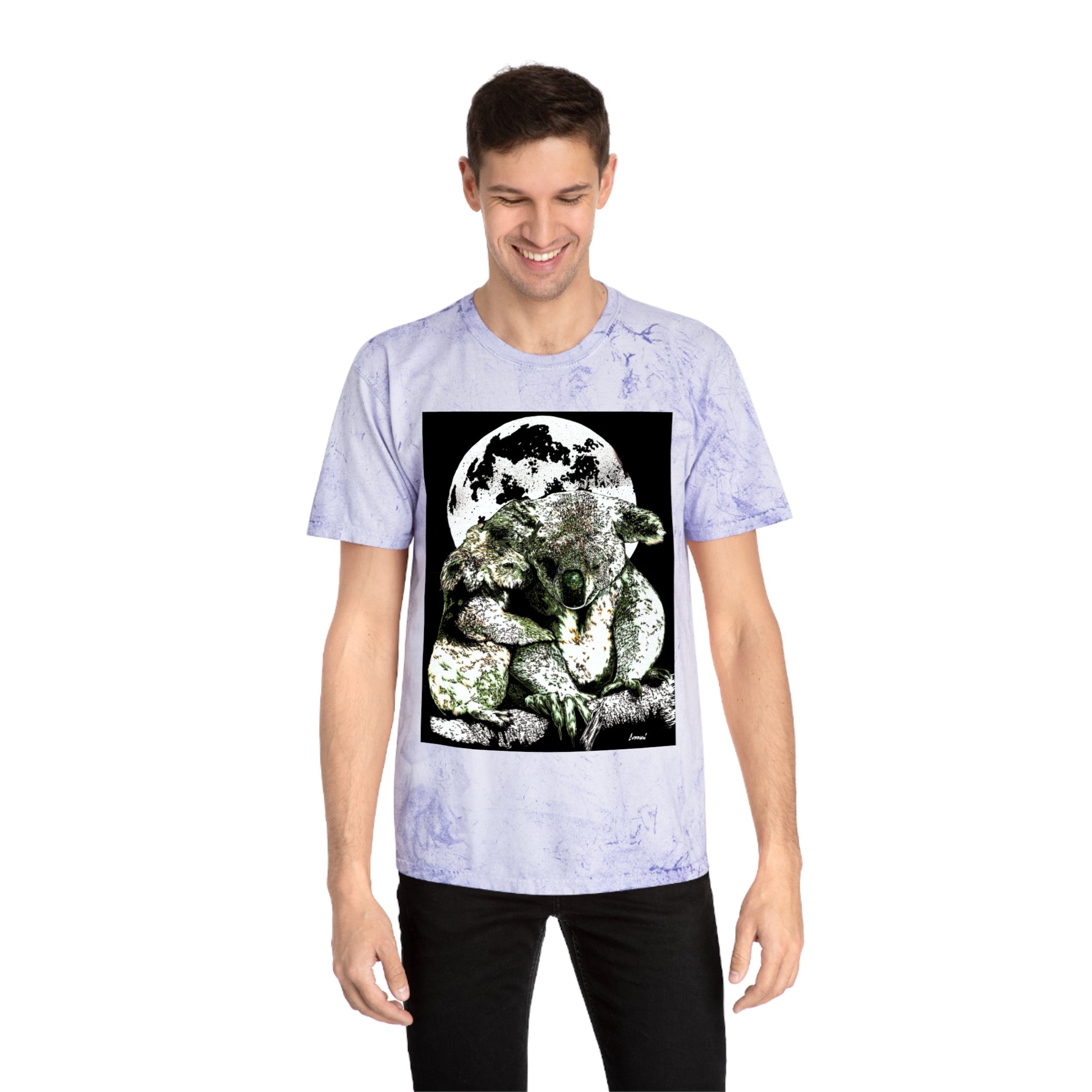 Two Koalas Color Blast T Shirt Original Hand Drawn Art