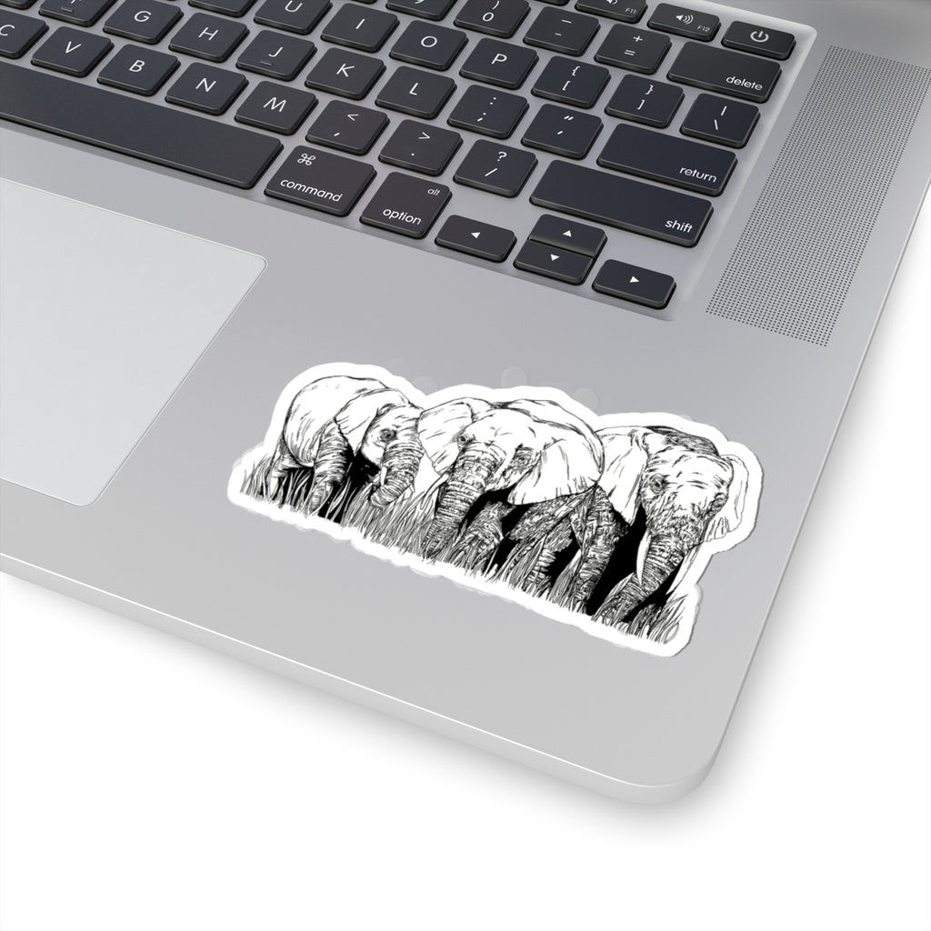 Elephant herd Kiss-Cut Stickers perfect for a laptop