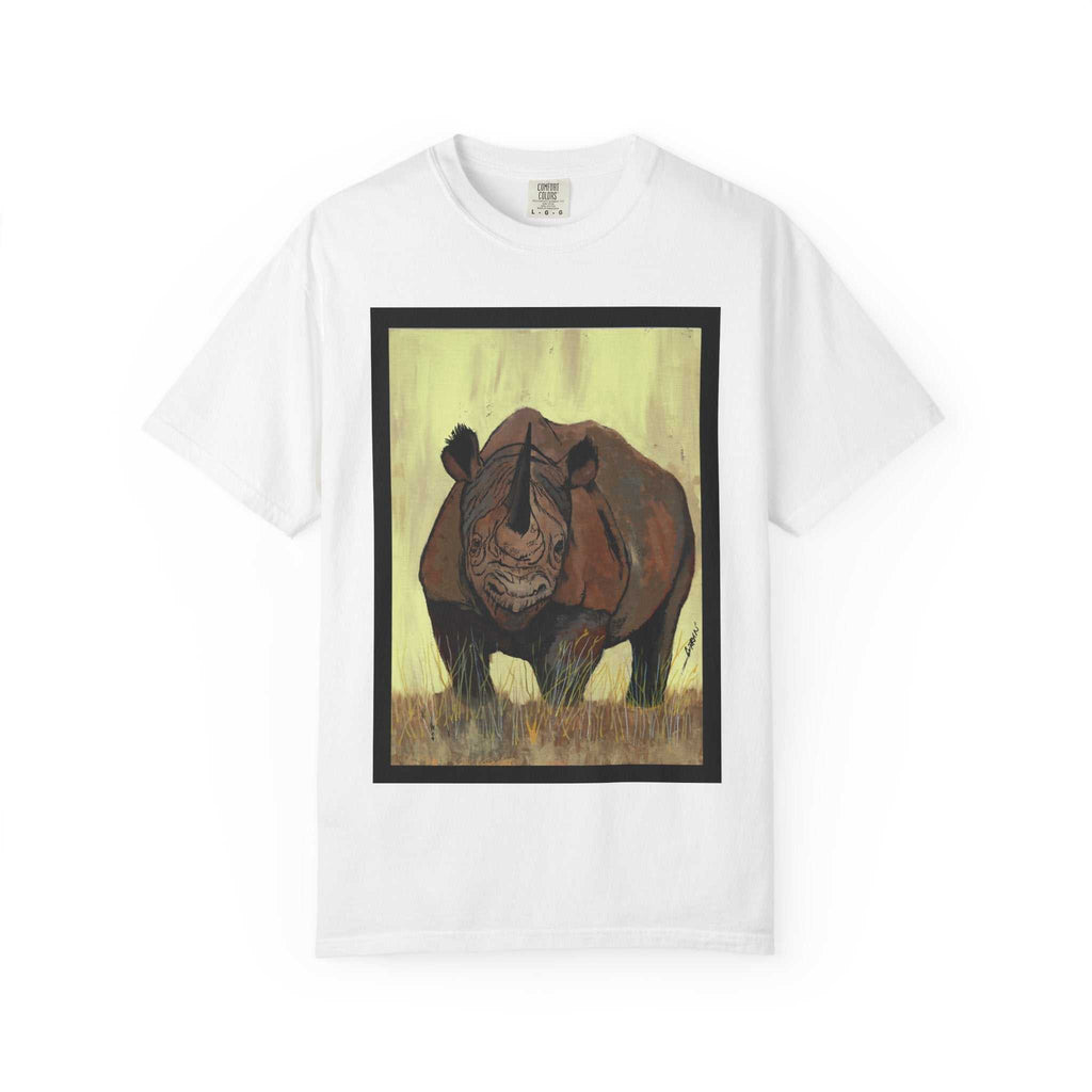 Perfect blend of style and sustainability with our Wildlife Rhinos Unisex Garment-Dyed T-Shirt - Eco-Friendly Nature Art. Stand out in nature-inspired fashion!