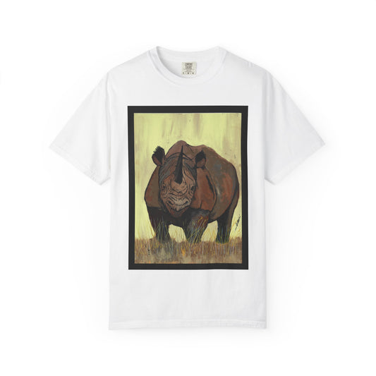 Wildlife Rhinos Unisex Garment-Dyed T-Shirt - Eco-Friendly Nature Art
