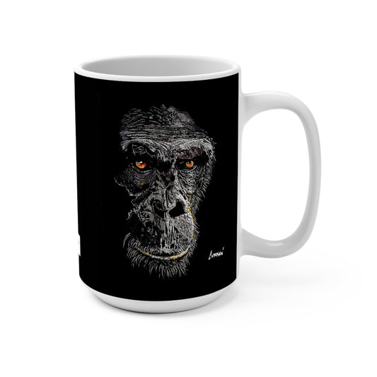 Gorilla Art Mug, 15oz Black Ceramic Coffee Cup