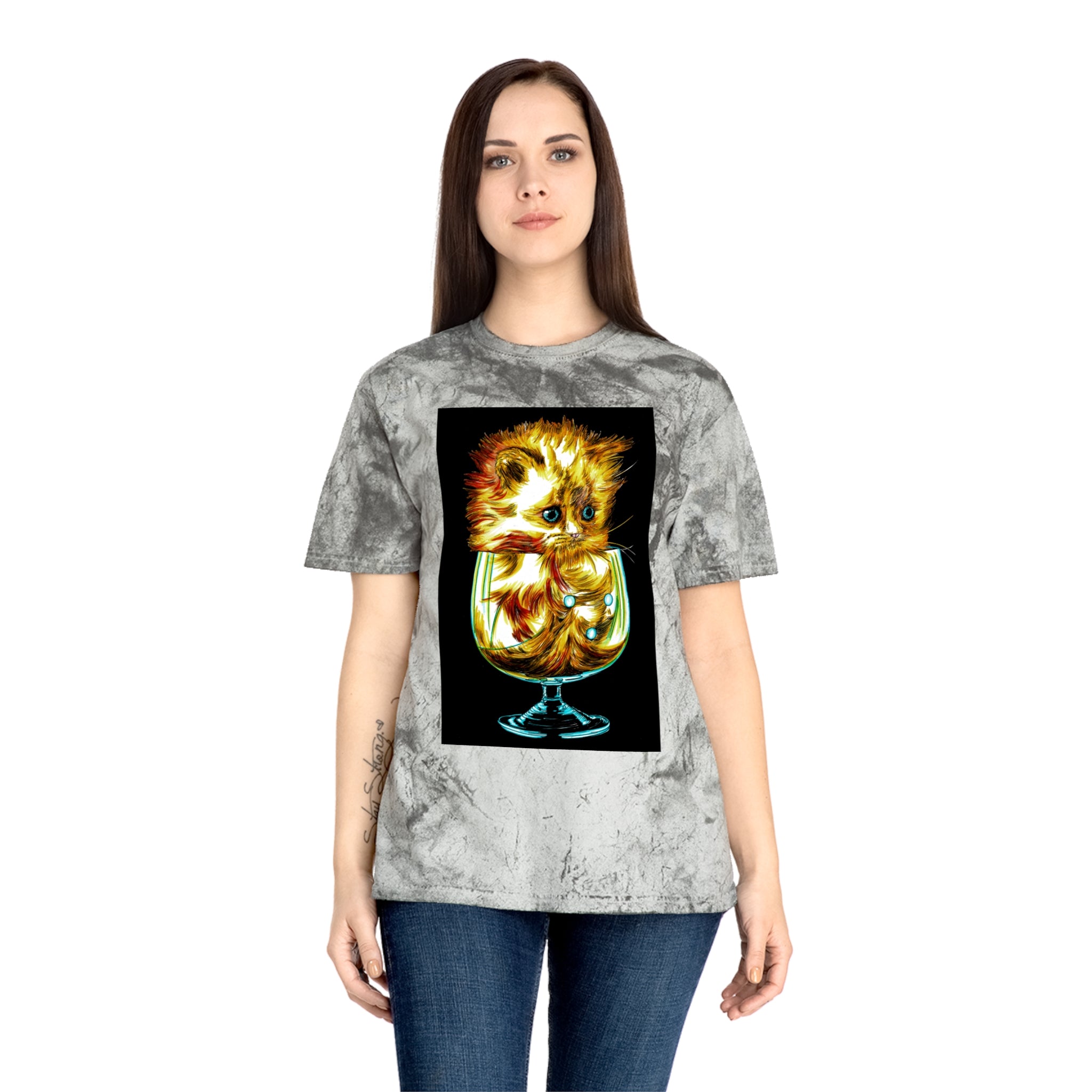 Color Blast Kitten T-Shirt – Artistic Tee for Cat Lovers