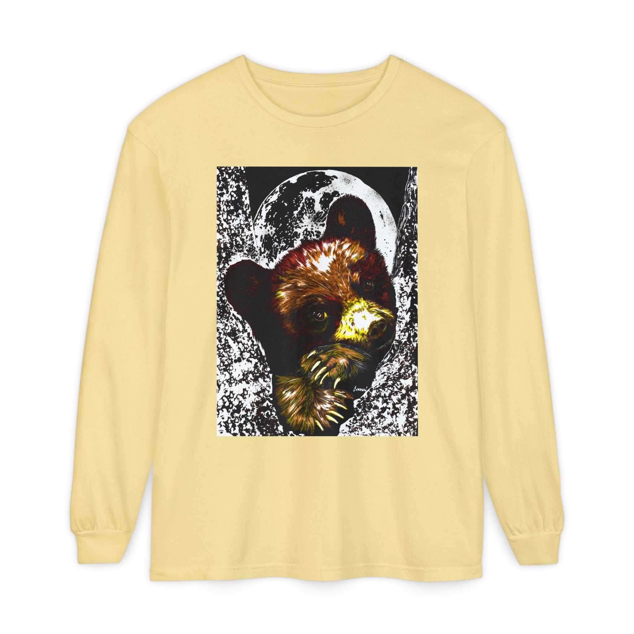 Moonlit Brown Bear Cub Unisex Long Sleeve T Shirt