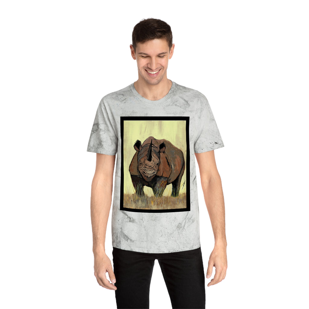 Color Blast Rhino Unisex T Shirt Hand Painted Art