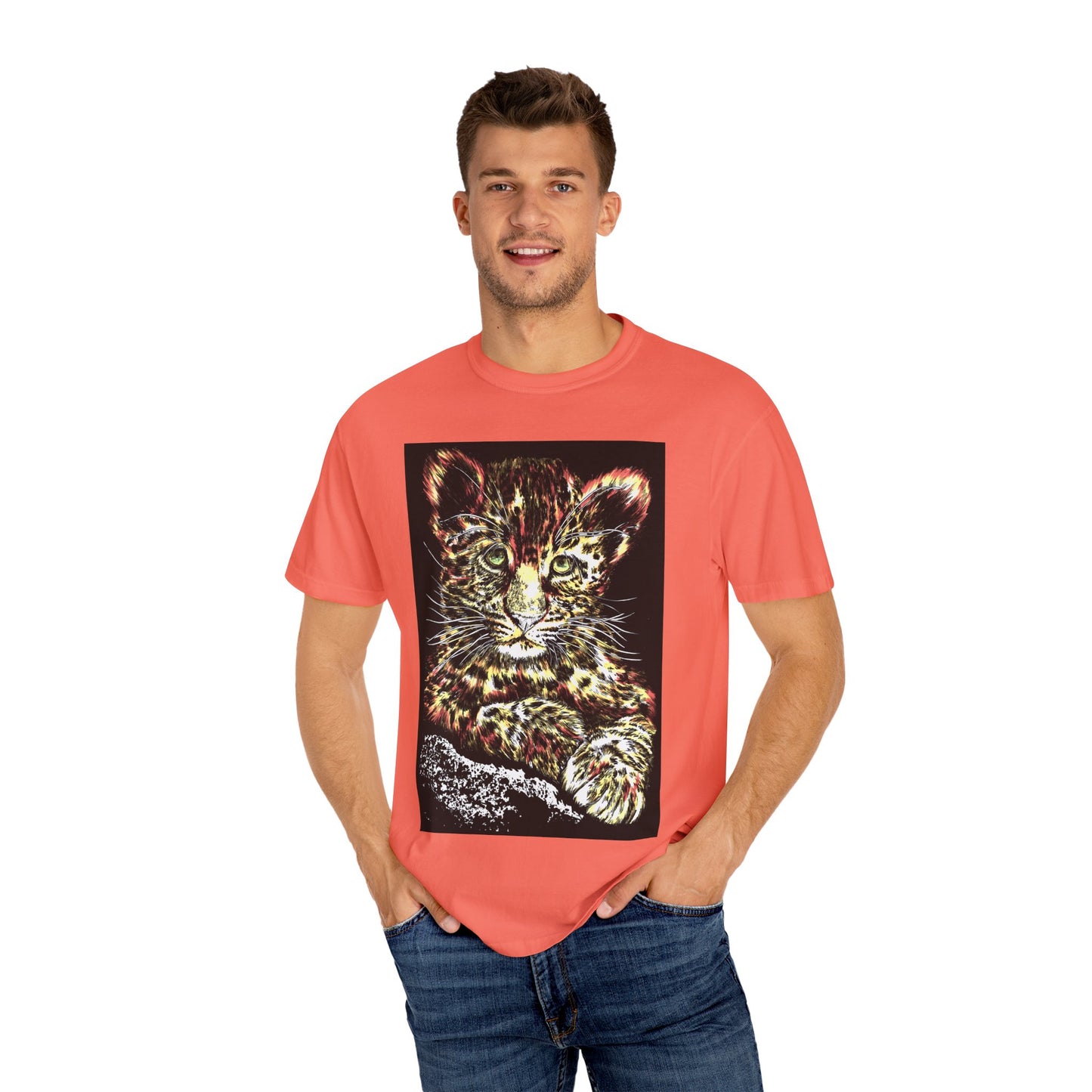 Wildlife Lovers Unisex Garment-Dyed T-shirt featuring Playful Leopard Cub