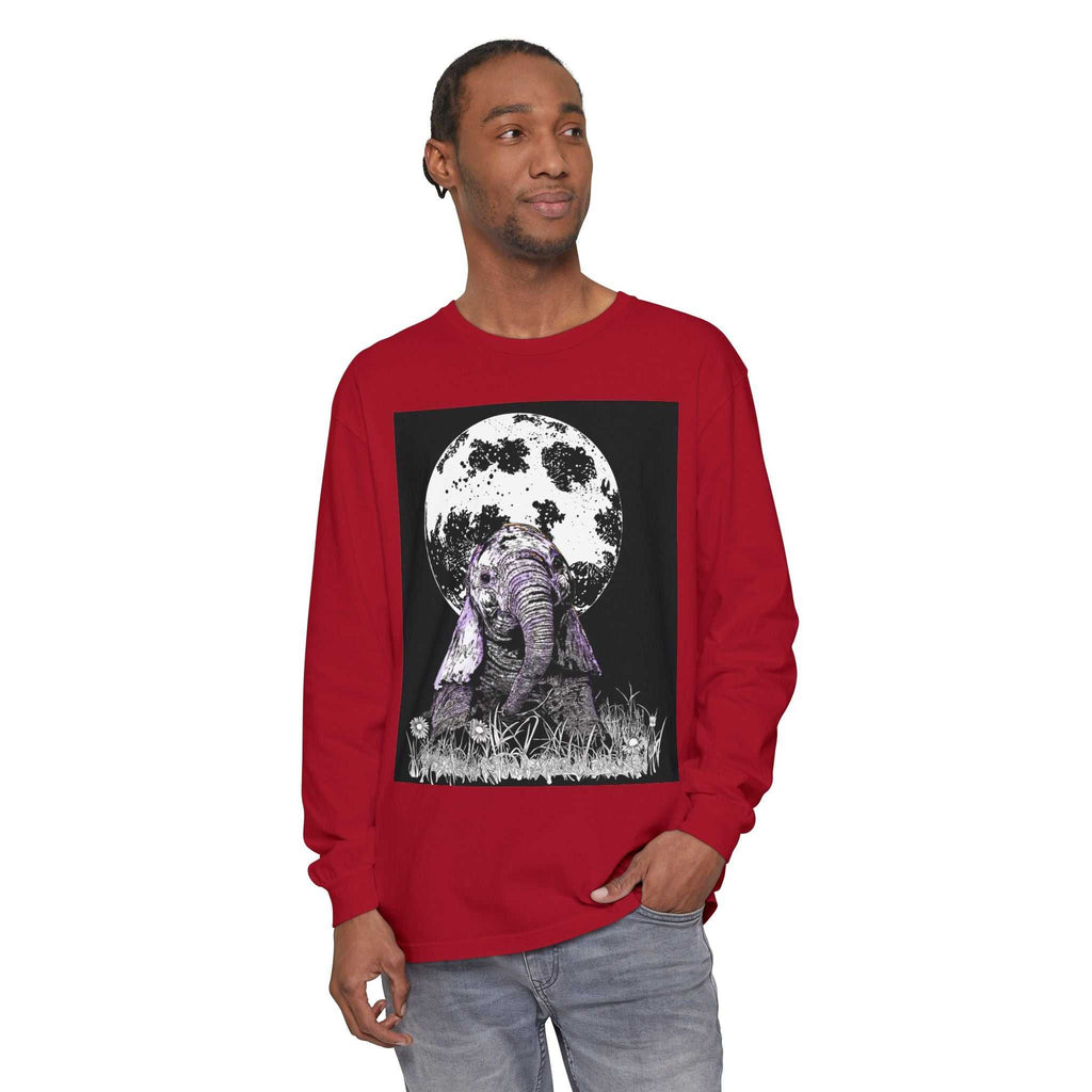 Moonlit Baby Elephant Long Sleeve T-Shirt