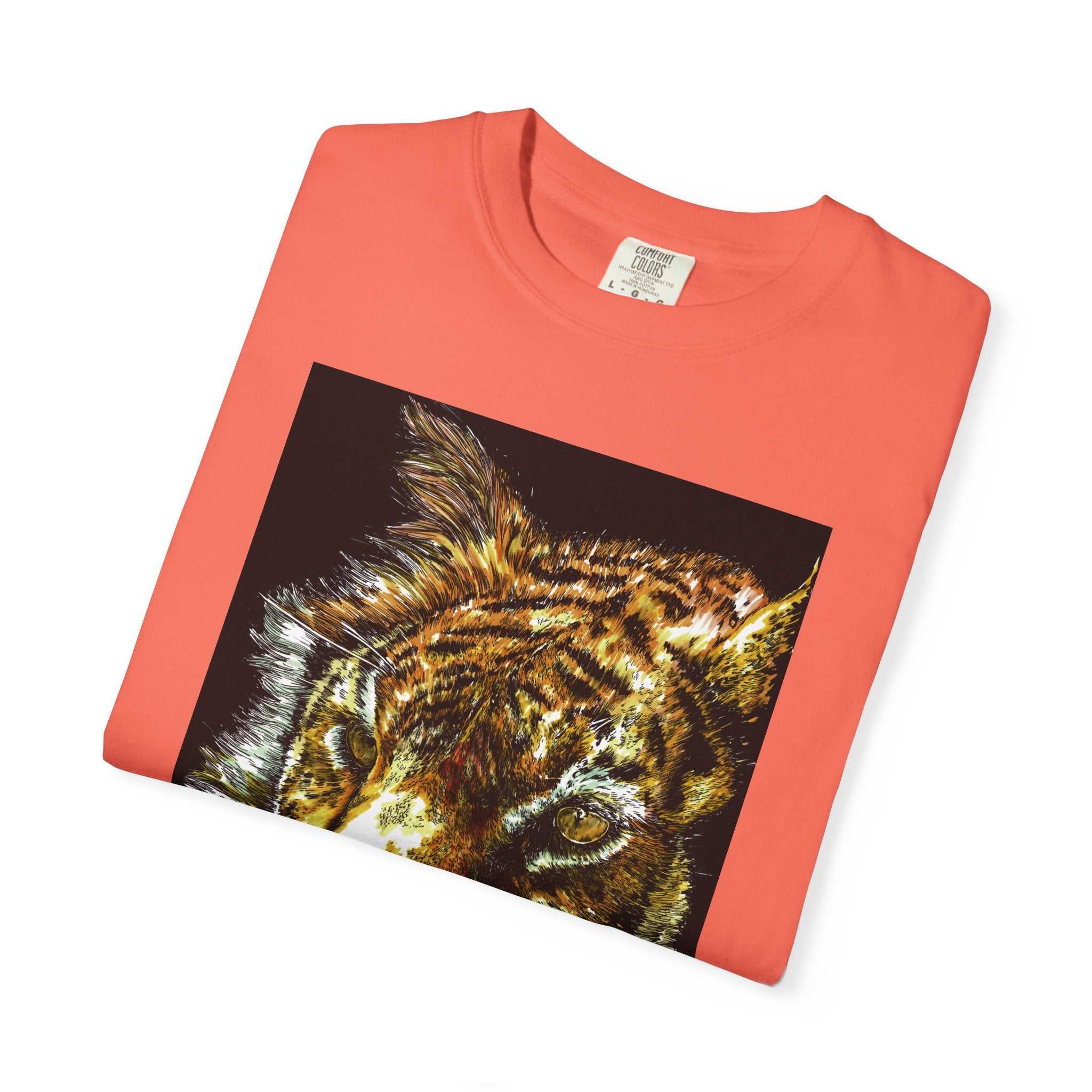 Discover your wild side with our Tiger Art T-Shirt - Vibrant Animal Print - Nature Lover's Apparel featuring the original hand drawn art. Stand out in style!