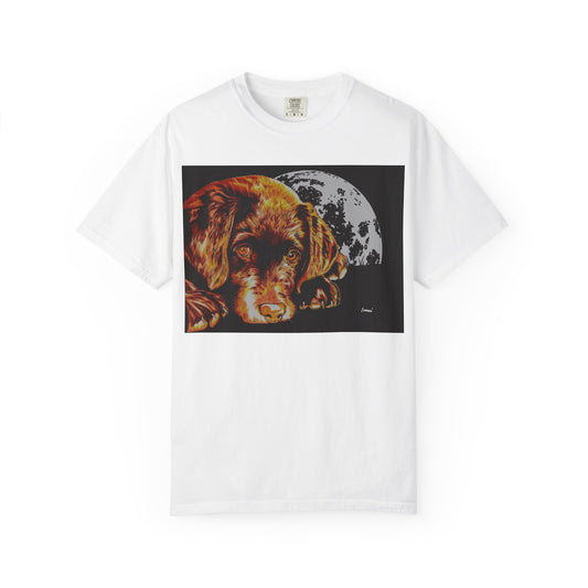 Moonlit Chocolate Lab Puppy Unisex Garment-Dyed T-Shirt