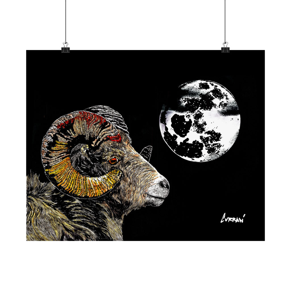Mountain Ram Satin Poster - 300gsm Art Print for Home Decor