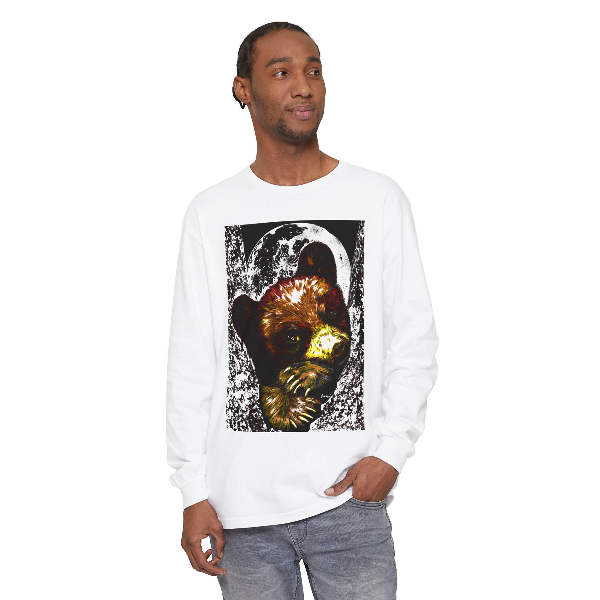 Moonlit Brown Bear Cub Unisex Long Sleeve T Shirt
