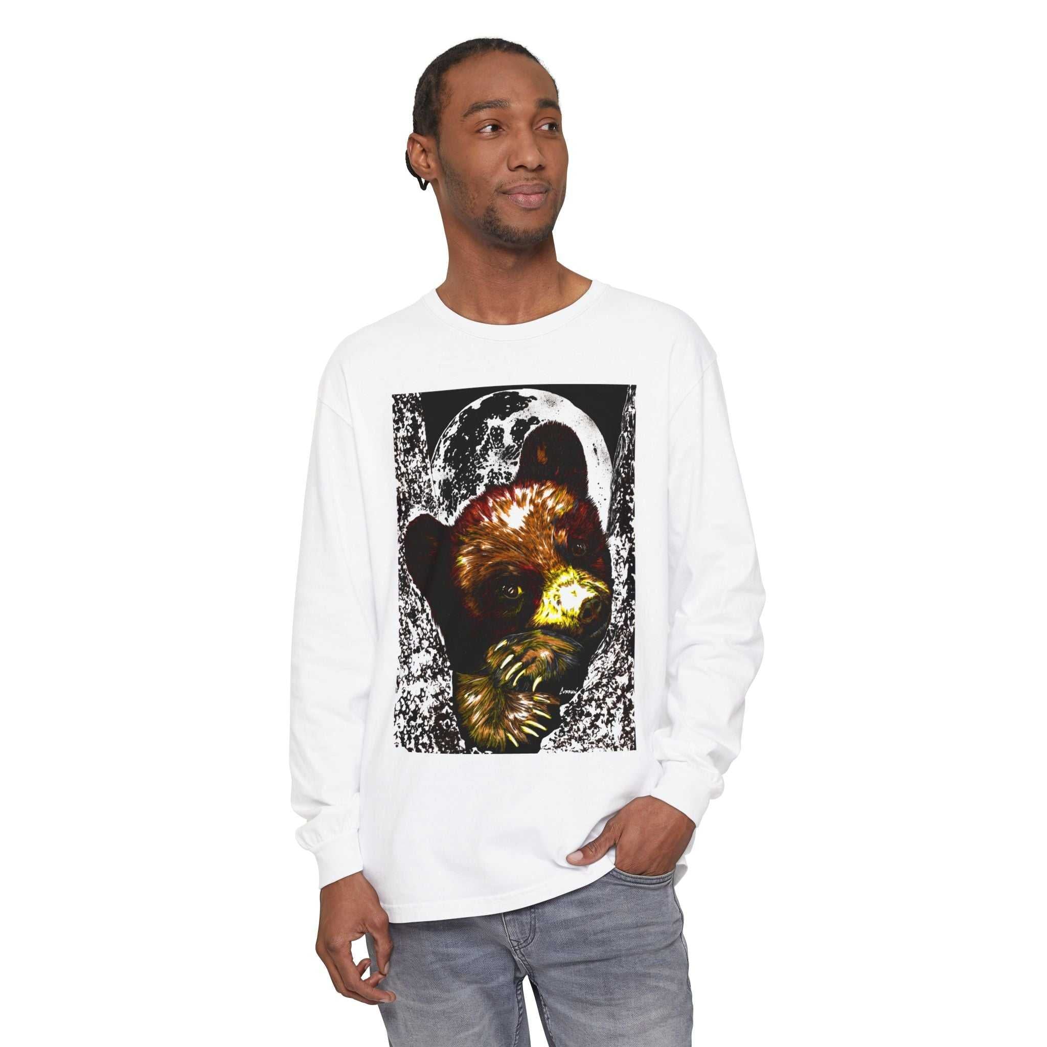 Moonlit Brown Bear Cub Unisex Long Sleeve T Shirt