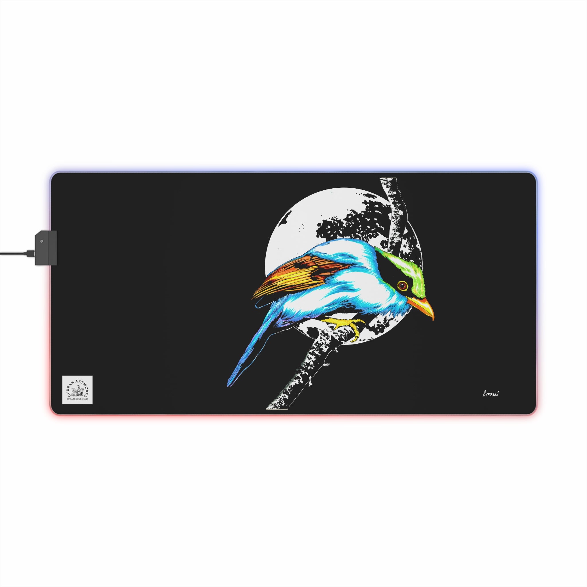 LED Gaming Mouse Pad with Vibrant Bird Design - Perfect Gift