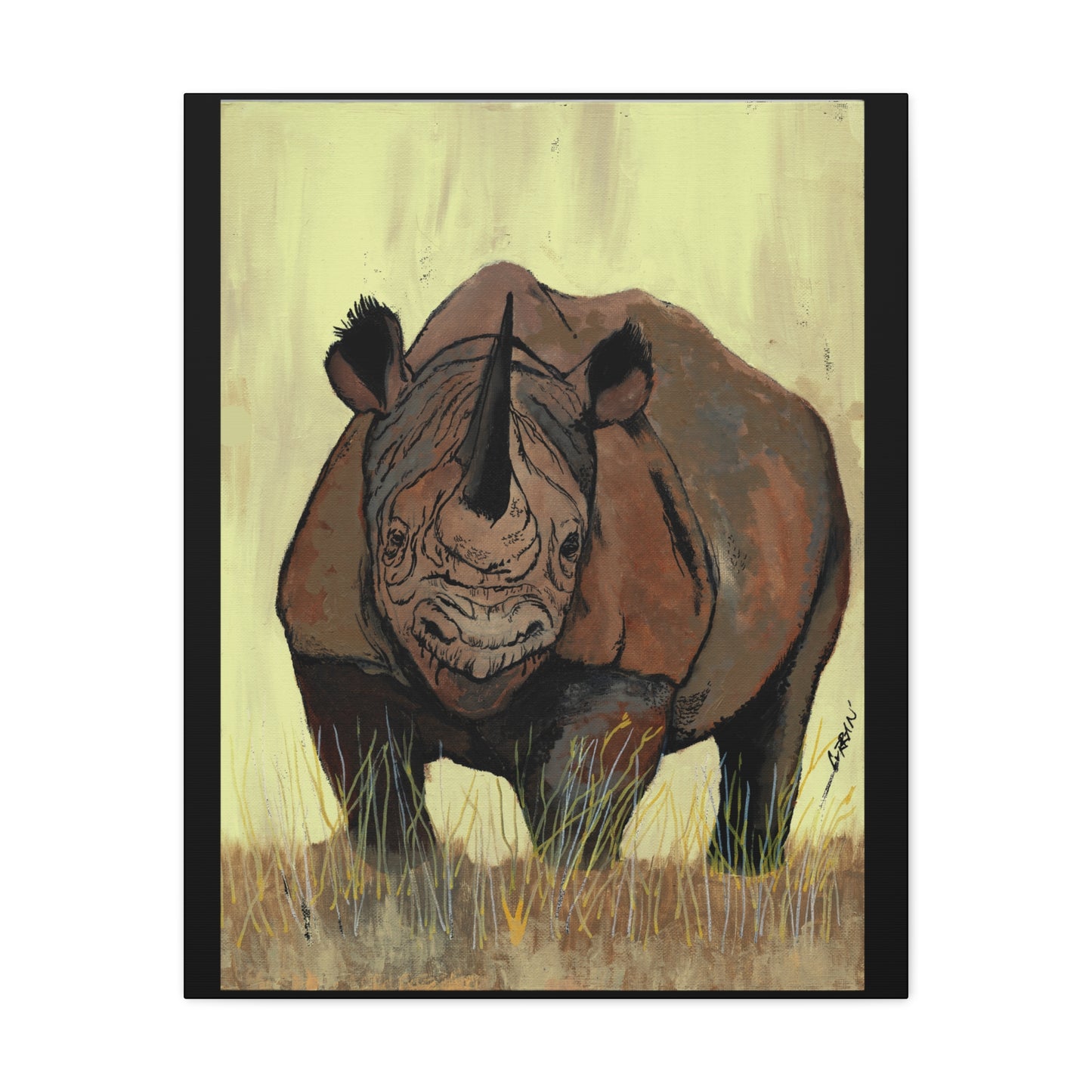Rhino Wall Art Print of the Original, hand drawn wall art of a Rhino