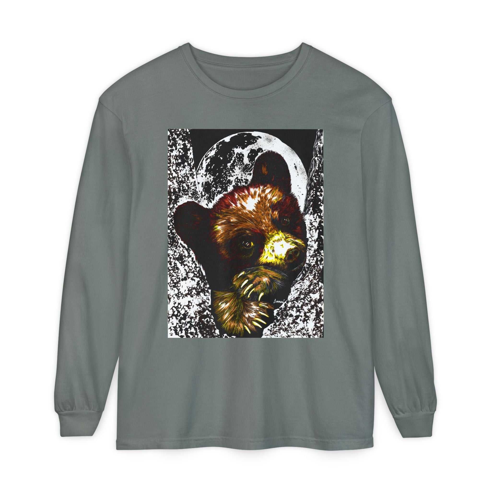 Moonlit Brown Bear Cub Unisex Long Sleeve T Shirt