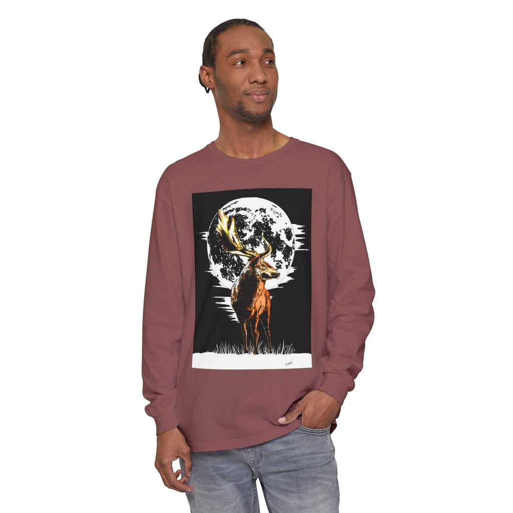 Moonlit Stag Long Sleeve T-Shirt - Unisex Nature Apparel