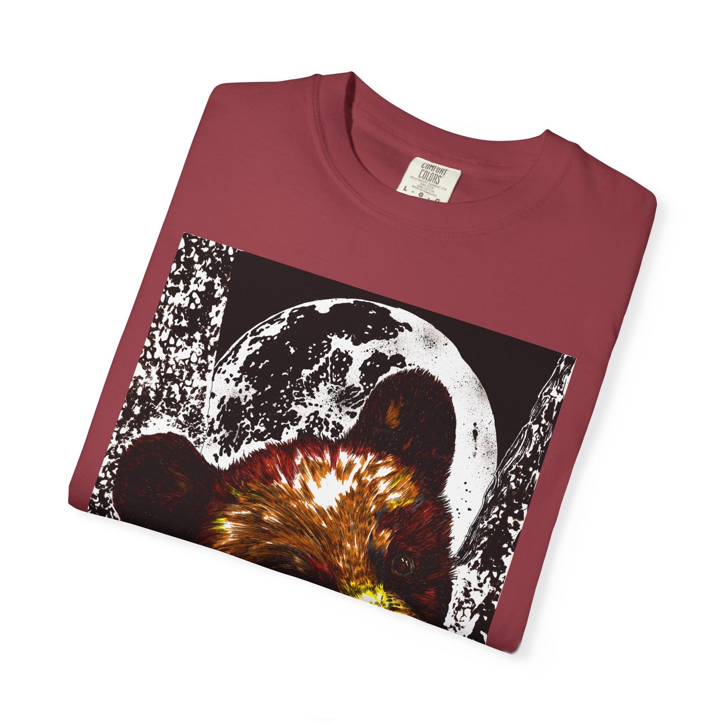 Moonlit Brown Bear Cub Unisex Garment-Dyed T-Shirt | Nature-Inspired Apparel