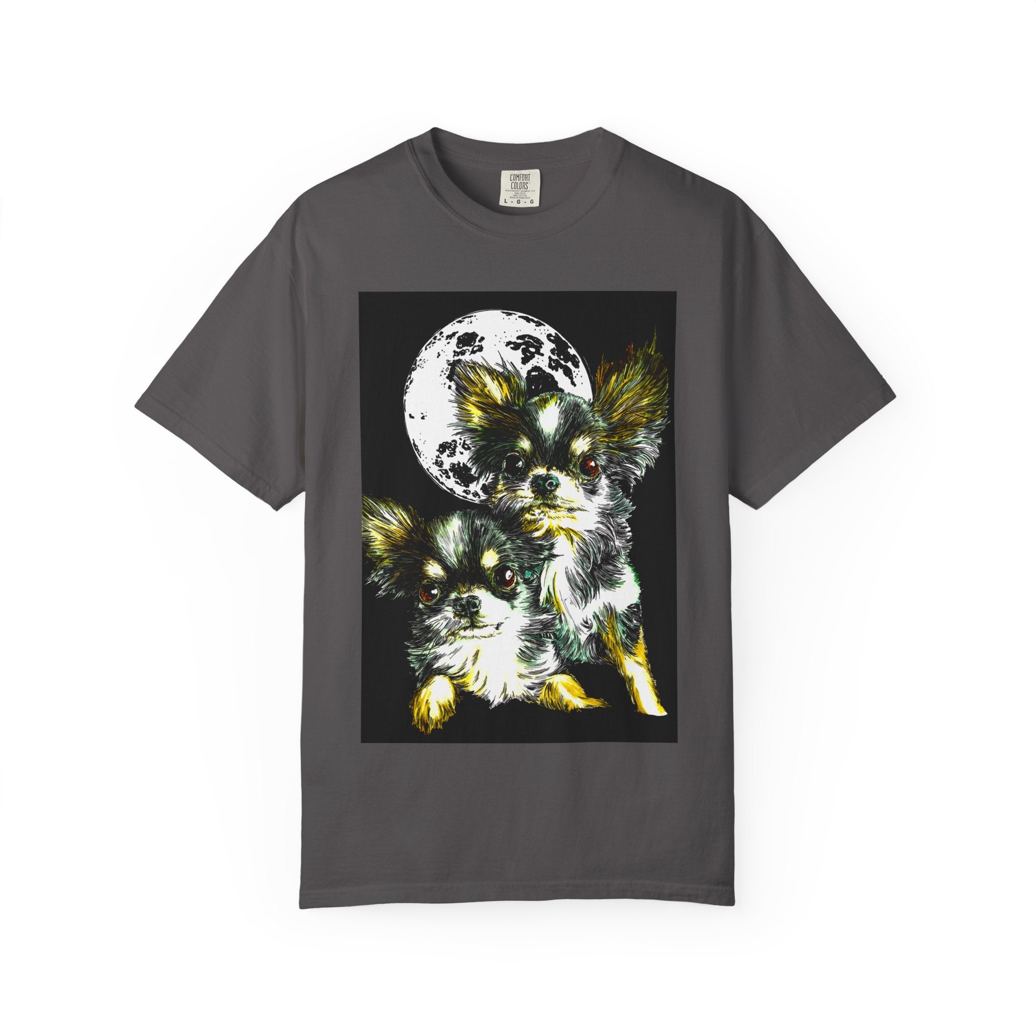 Cute Chihuahua Moon Night Unisex Garment-Dyed T-Shirt