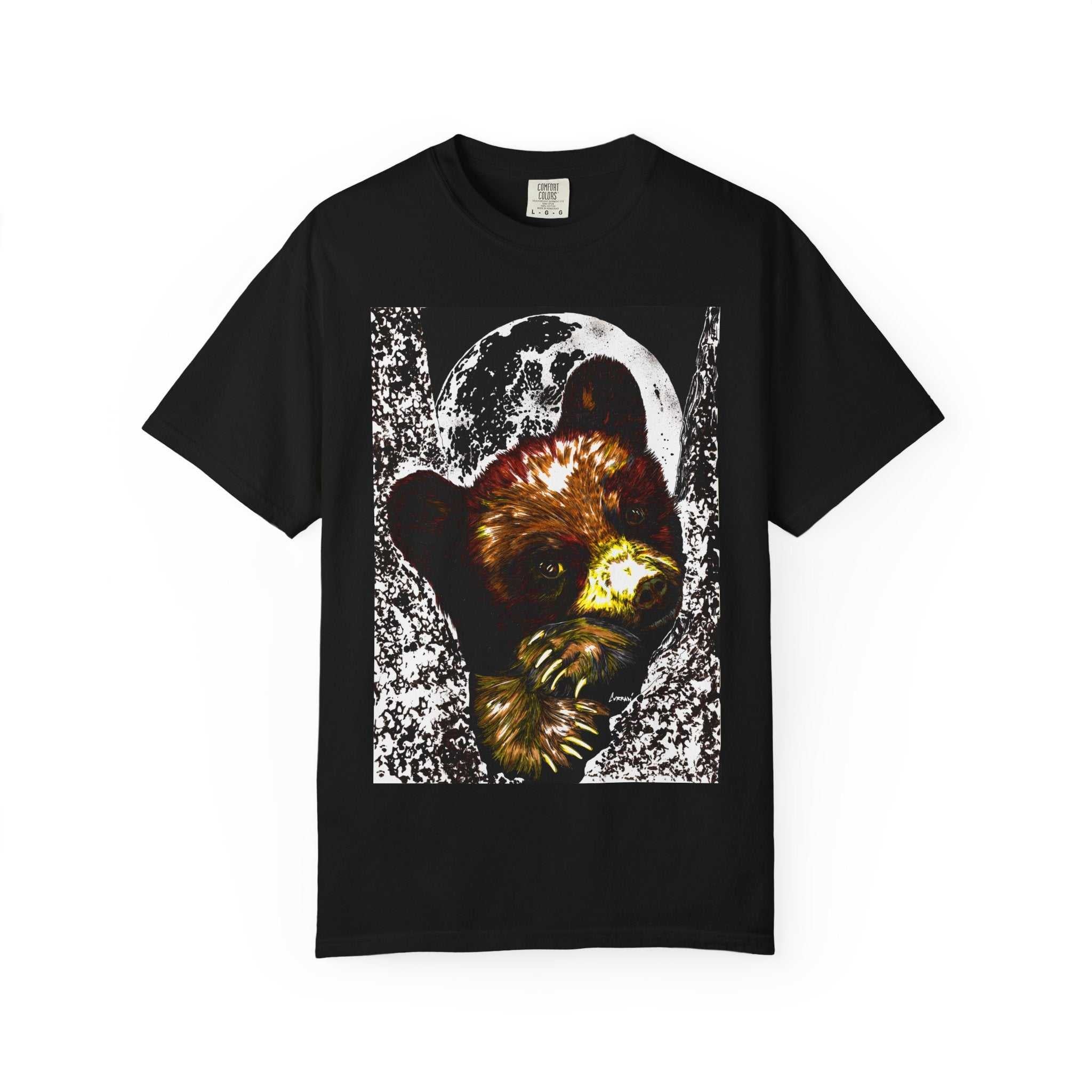 Moonlit Brown Bear Cub Dyed T-Shirt | Nature-Inspired