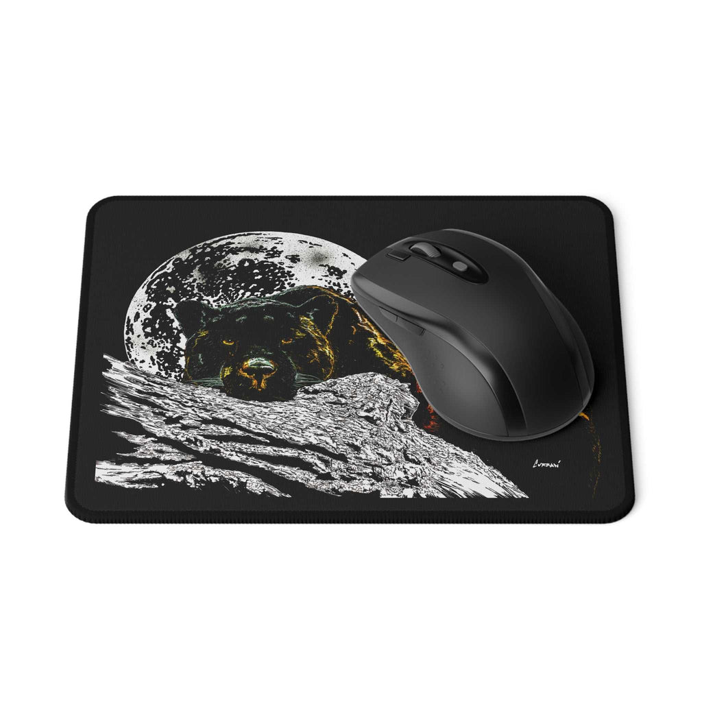 Panther Against Moon Non-Slip Gaming Mouse Pad