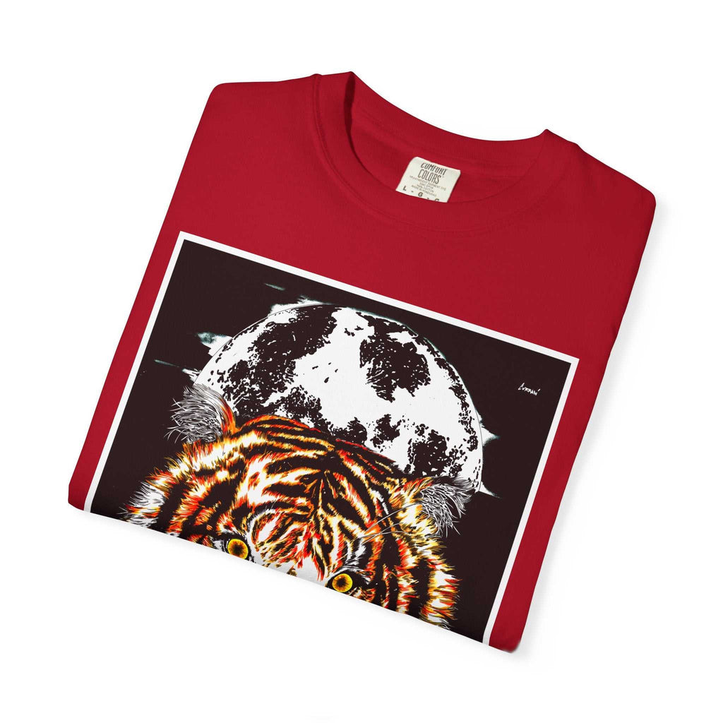 Get wild with our Tiger Garment-Dyed Graphic T-Shirt - Unisex Wild Animal Tee. Stand out in style with this unique and eye-catching tee.