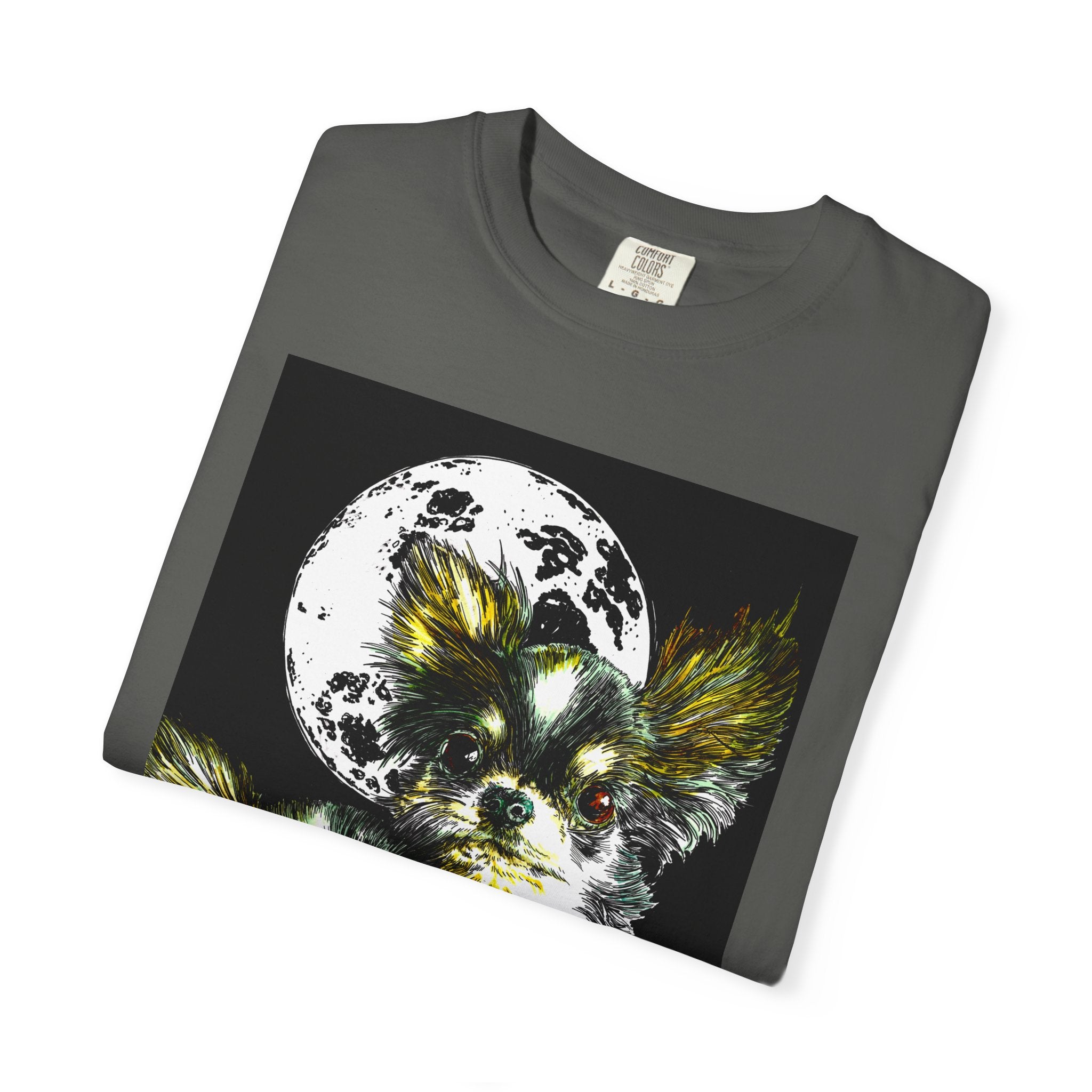 Cute Chihuahua Moon Night Unisex Garment-Dyed T-Shirt