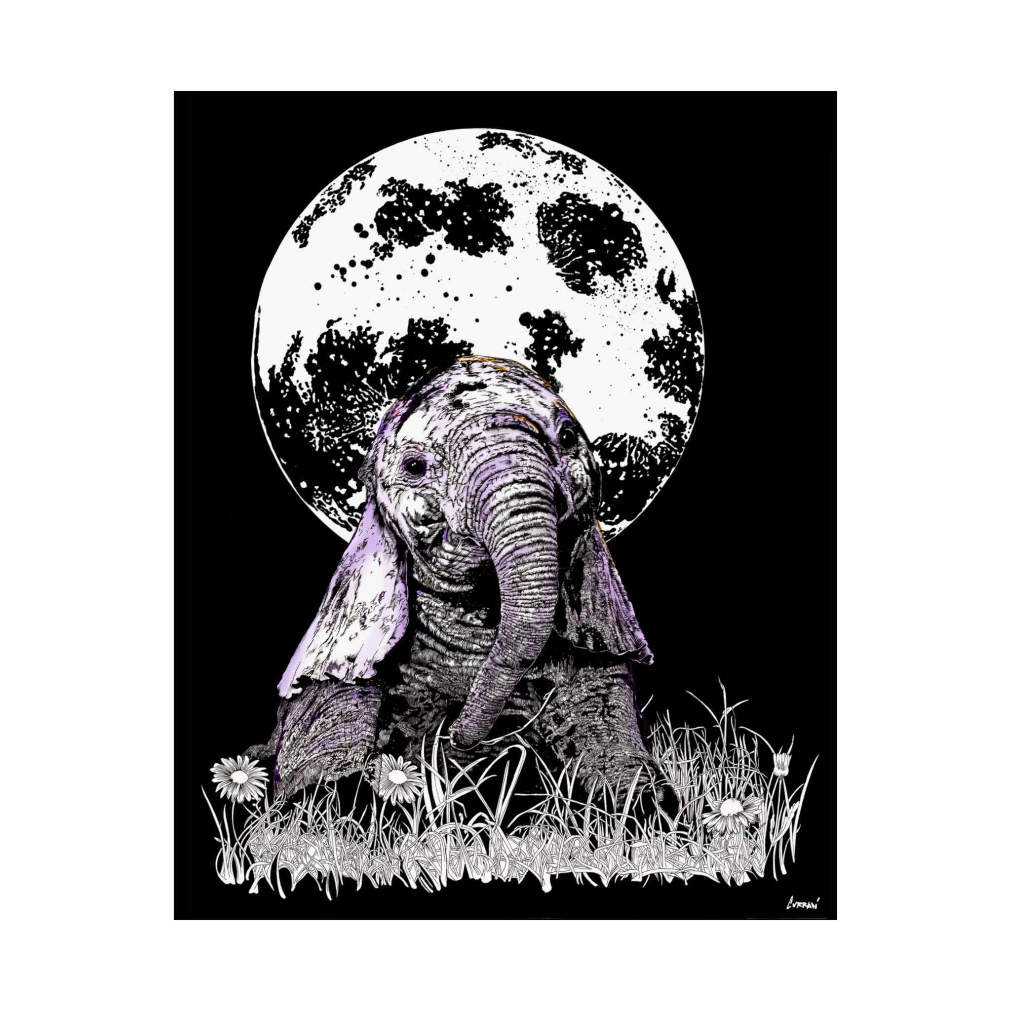 Baby Elephant Satin Poster | Art Print for Nursery Decor