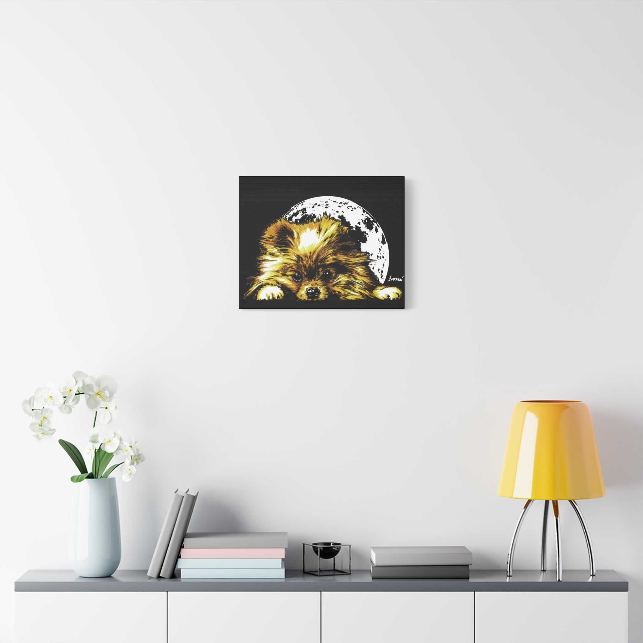 Pomeranian Moon Canvas Art Print- Dog Lover's Decor,