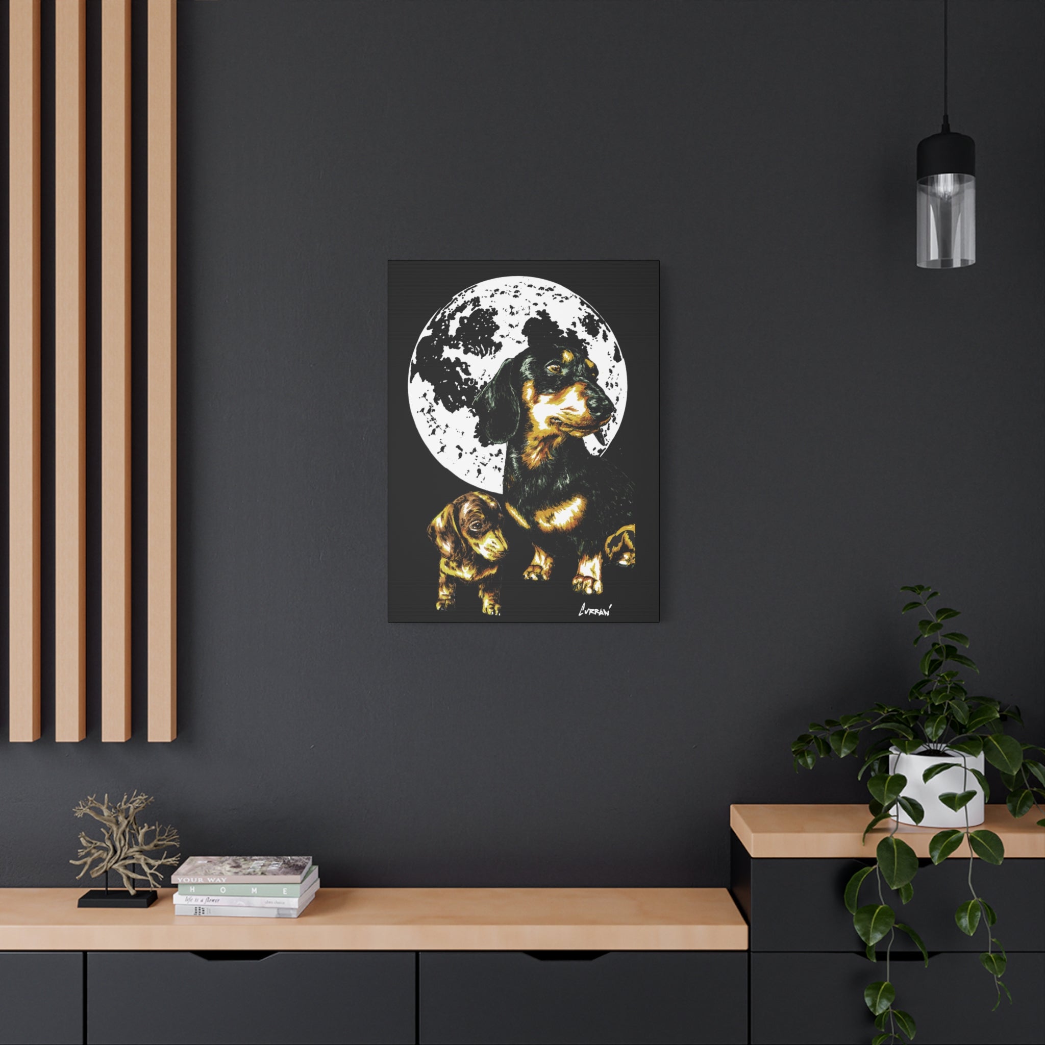 Dachshund Canvas Print of the Original, hand drawn wall art